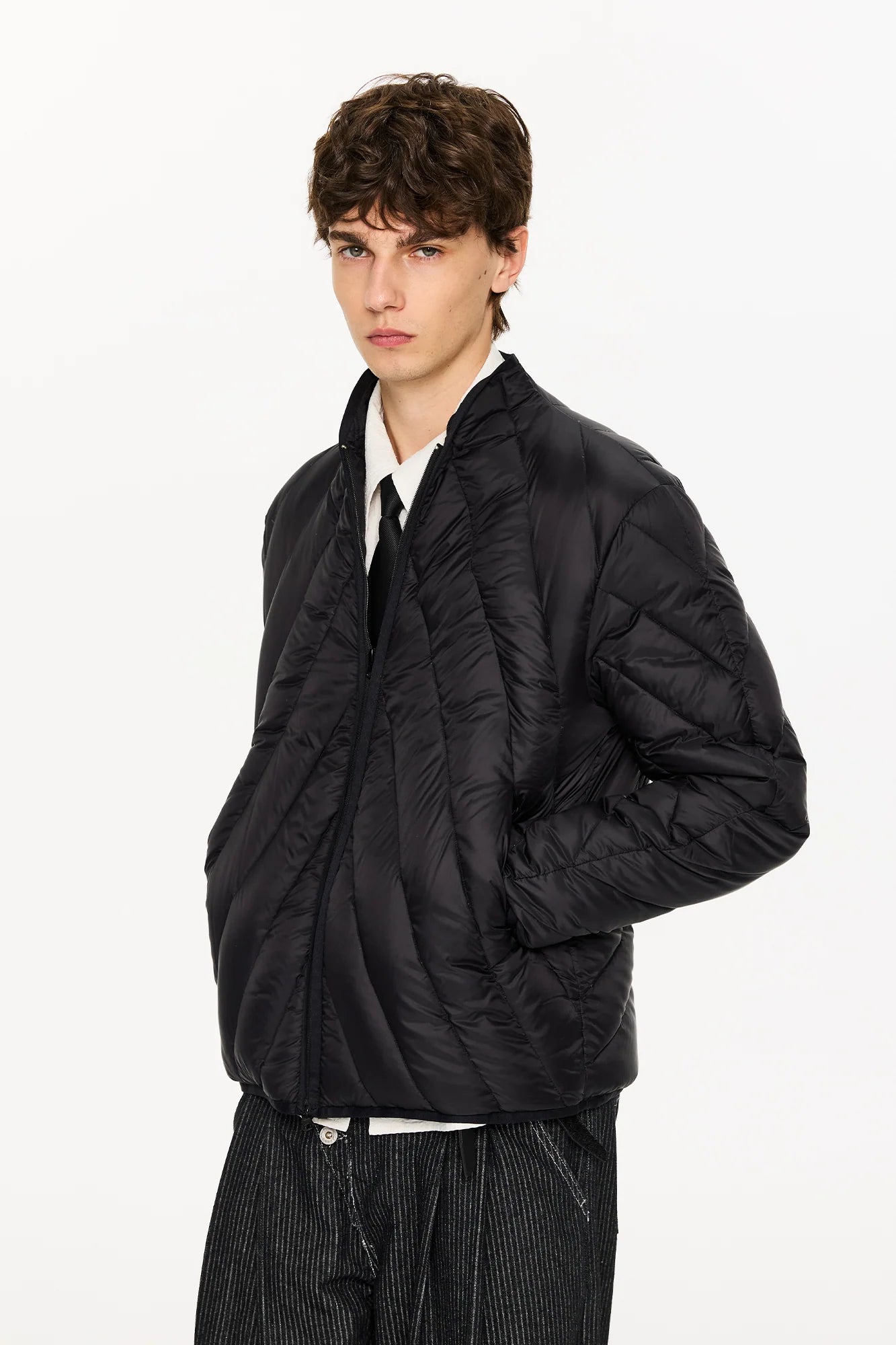 KREATE Quilted Rib Stand-Collar Down Jacket