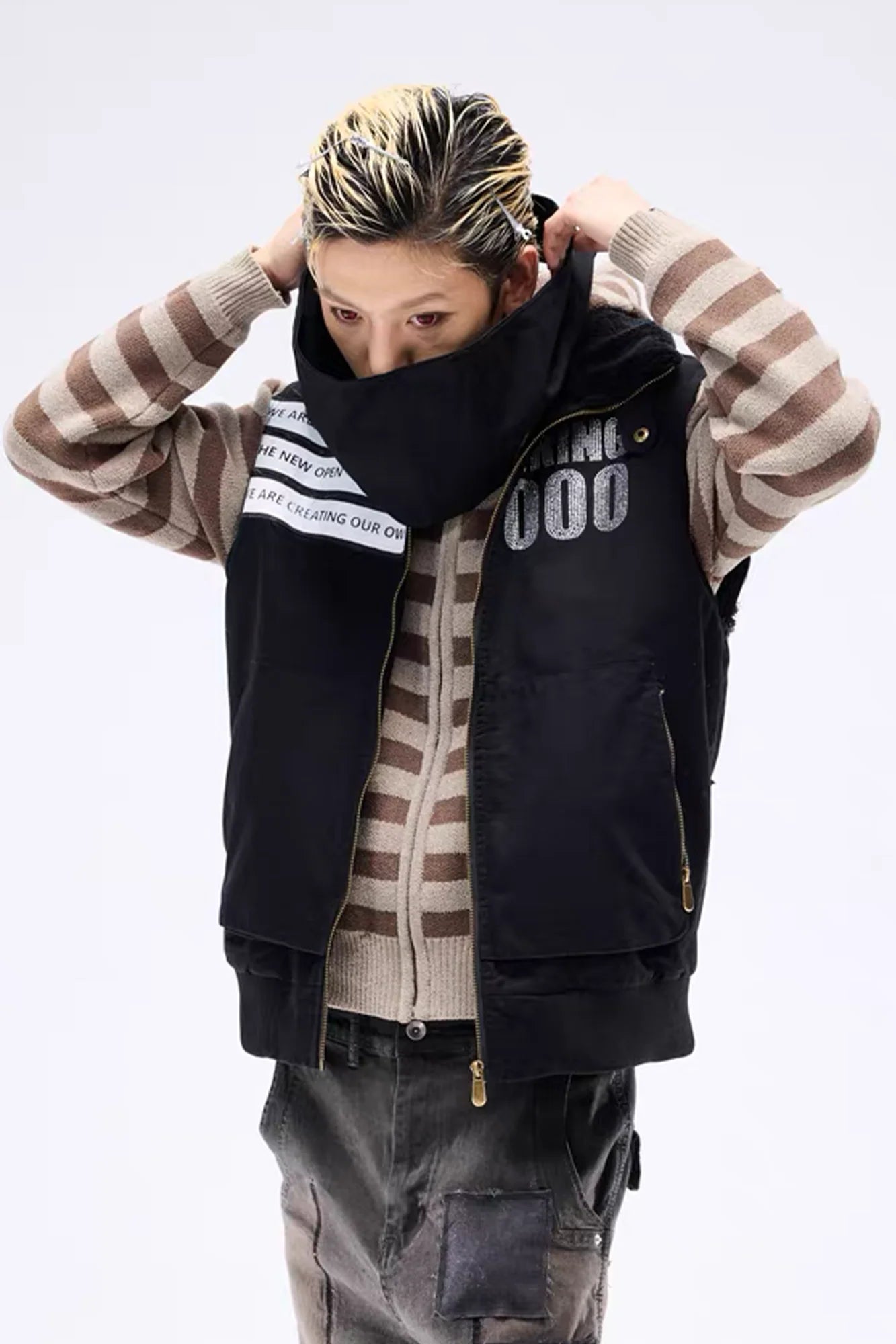 NOTHINGNESS WORLD Padded Funnel-Neck Zip Vest