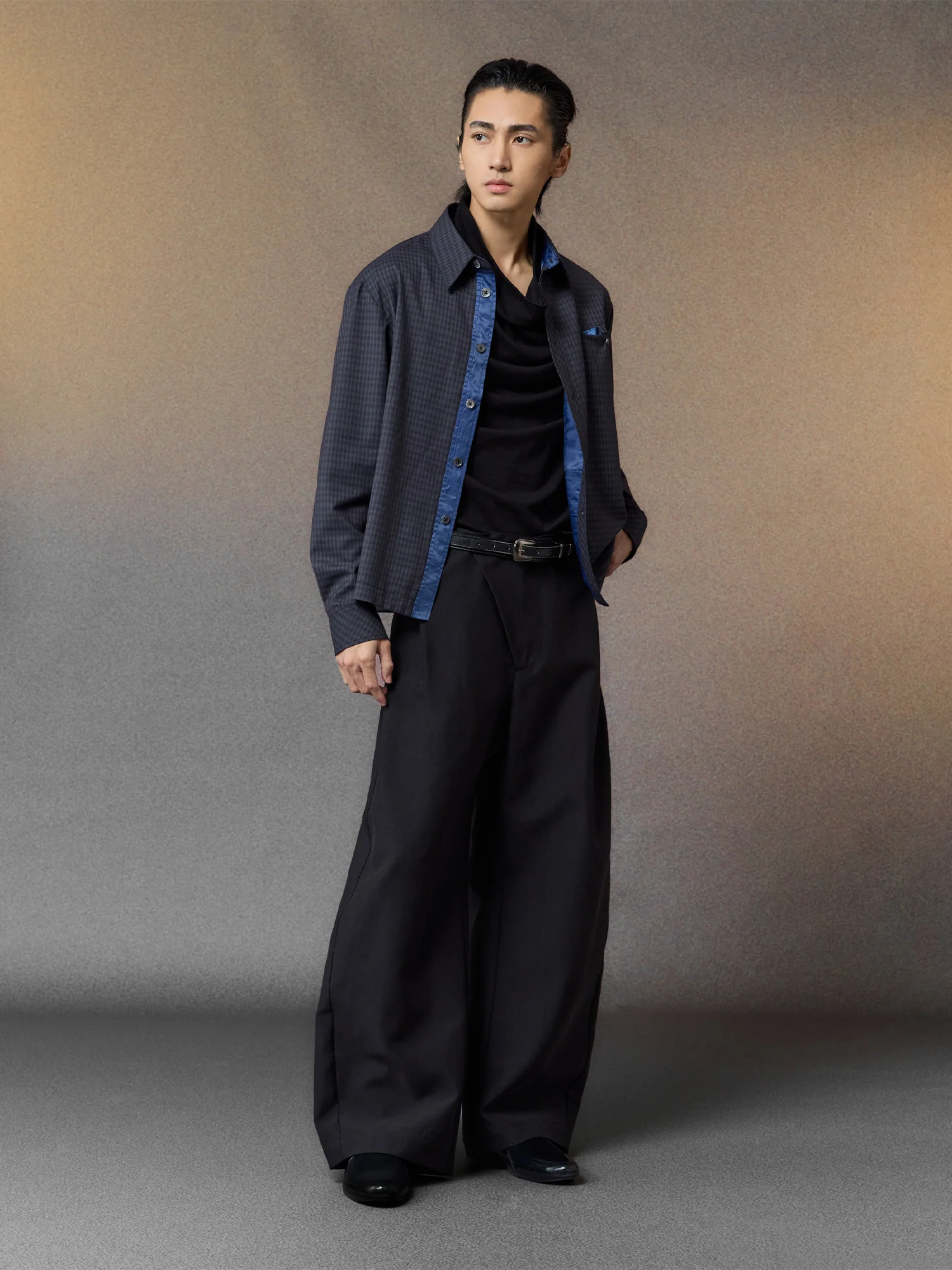 ALVNG AR ANTS Gloss Contrast Trim Check Shirt