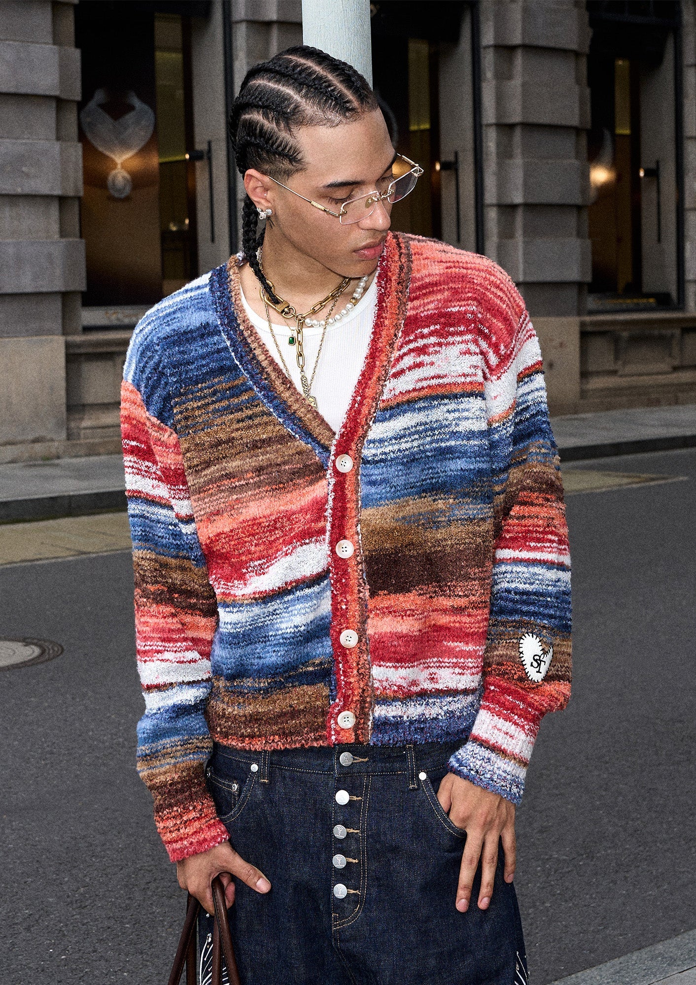 STEEPC Gradient Heartpatch Boxy Cardigan