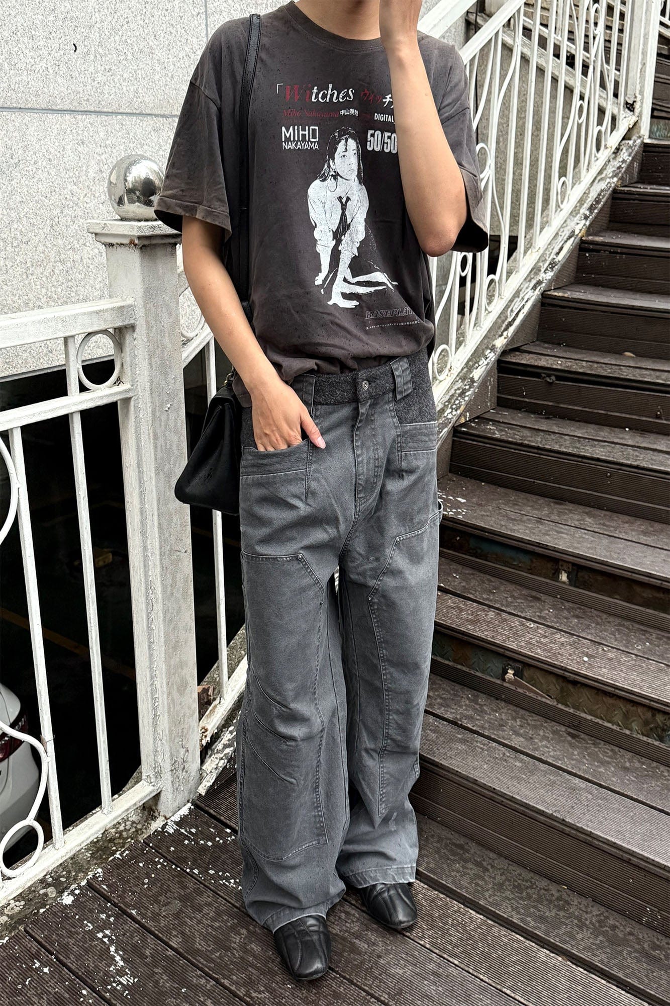 ESAIAS Claw Washed Panel Straight-Leg Pants
