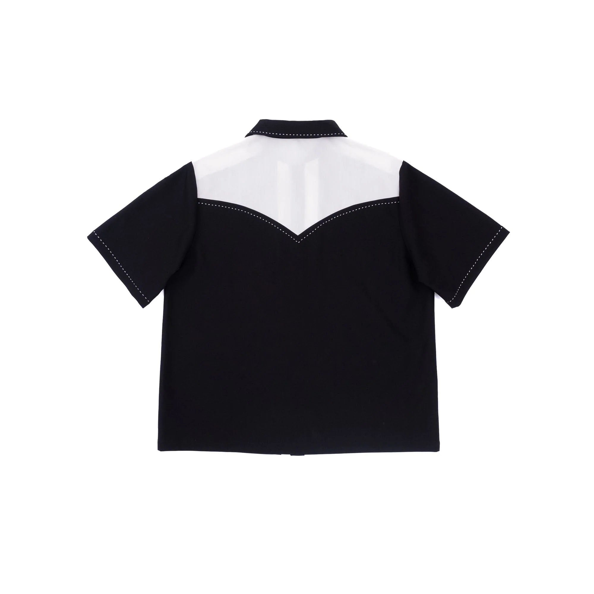 IN EXISTENCE Contrast-Panel Stitch Half Shirt