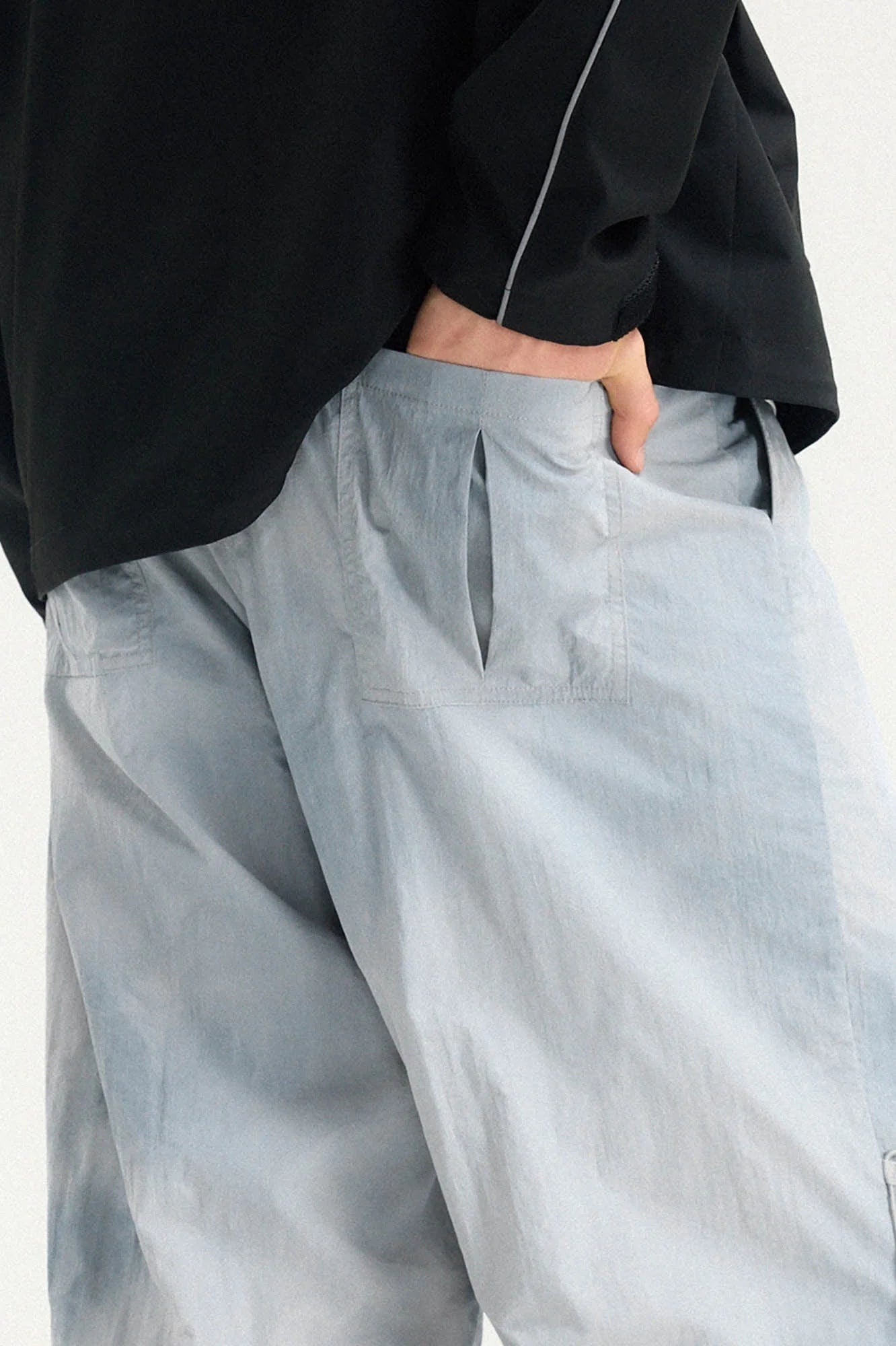 BONELESS Tie-Dye Crinkled Parachute Pants