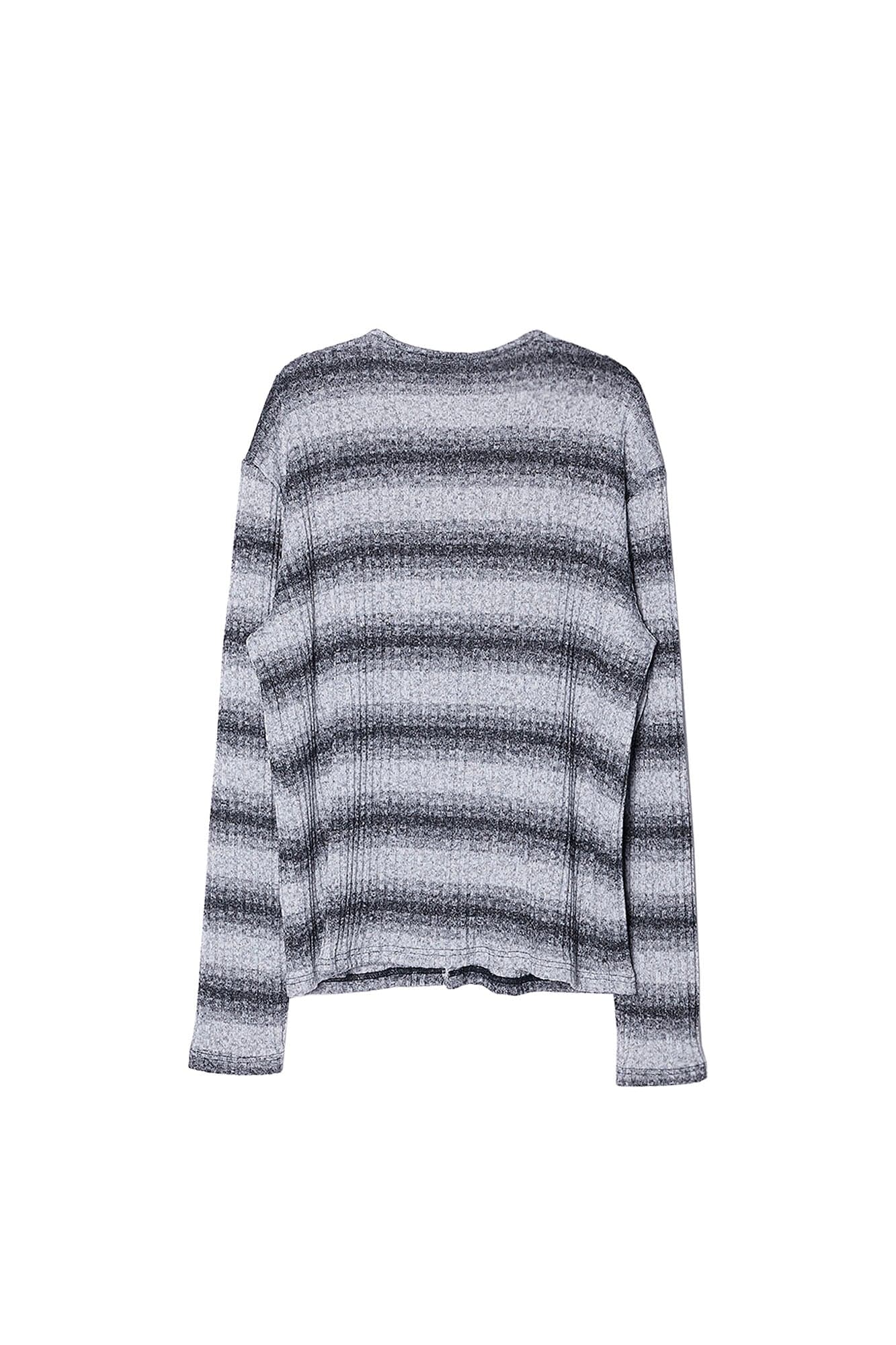 ASSEEN Horizontal Gradient Stripe Button Cardigan Gray