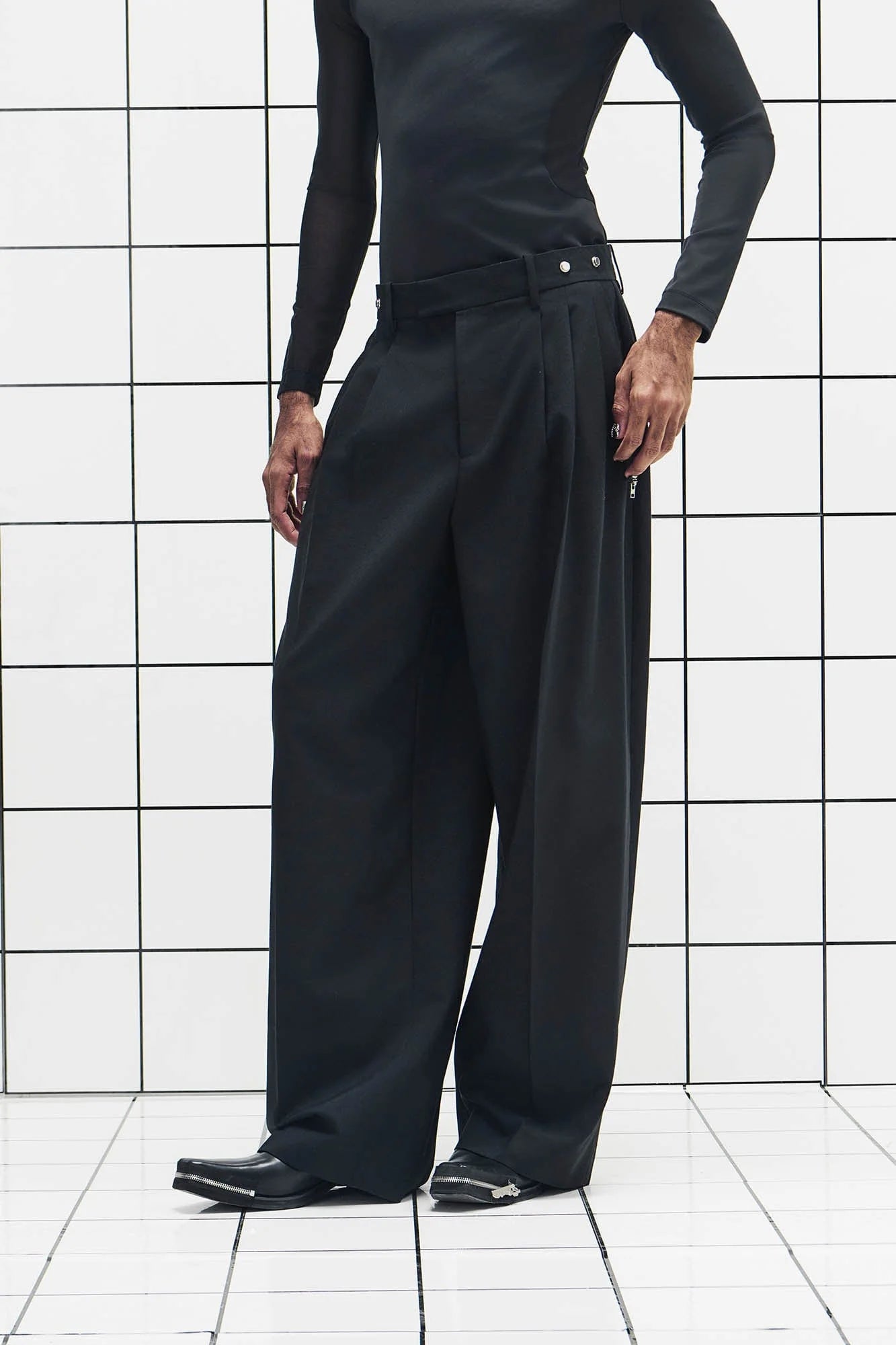 455EMBLE Wool-Blend Pleated Straight-Leg Oversized Trousers
