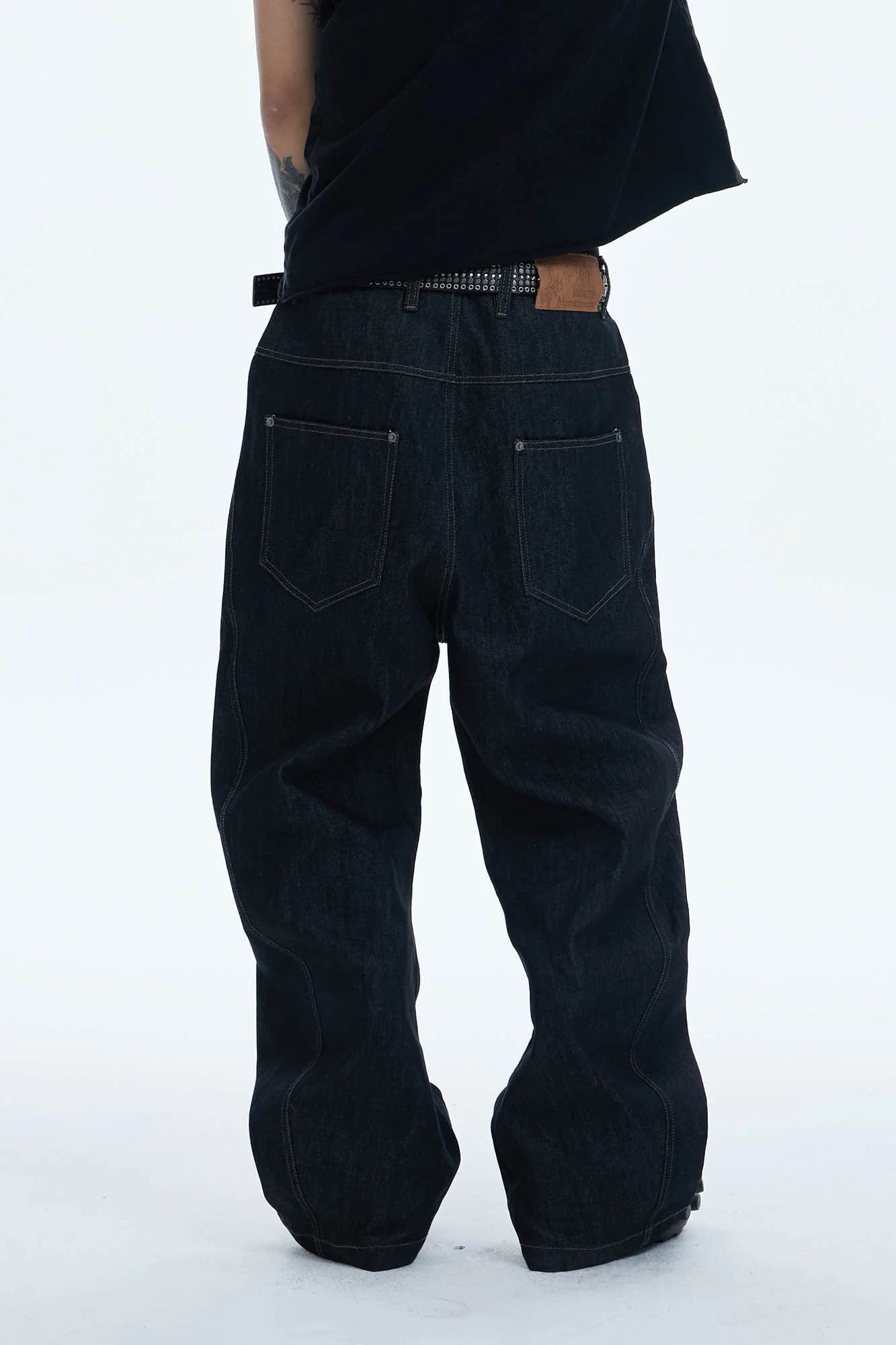 DND4DES Asymmetric Button-Fly Spliced Baggy Jeans