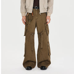 CATSSTAC Multi-Pocket Paneled Strap Cargo Pants