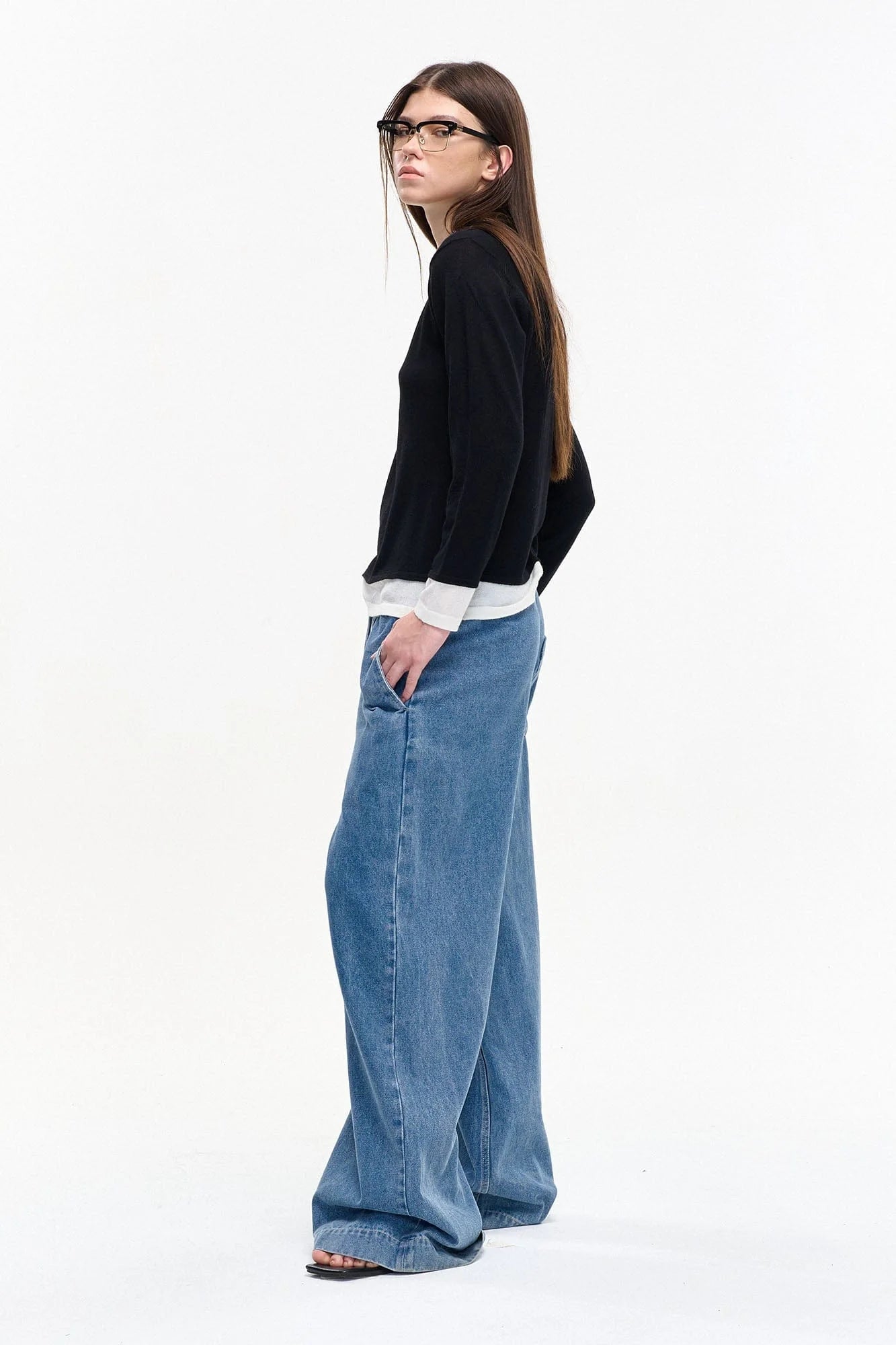 LEONSENSE Classical Tencel Drawstring Oversized Jeans