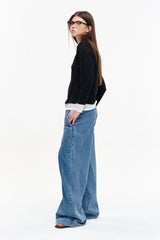 LEONSENSE Classical Tencel Drawstring Oversized Jeans
