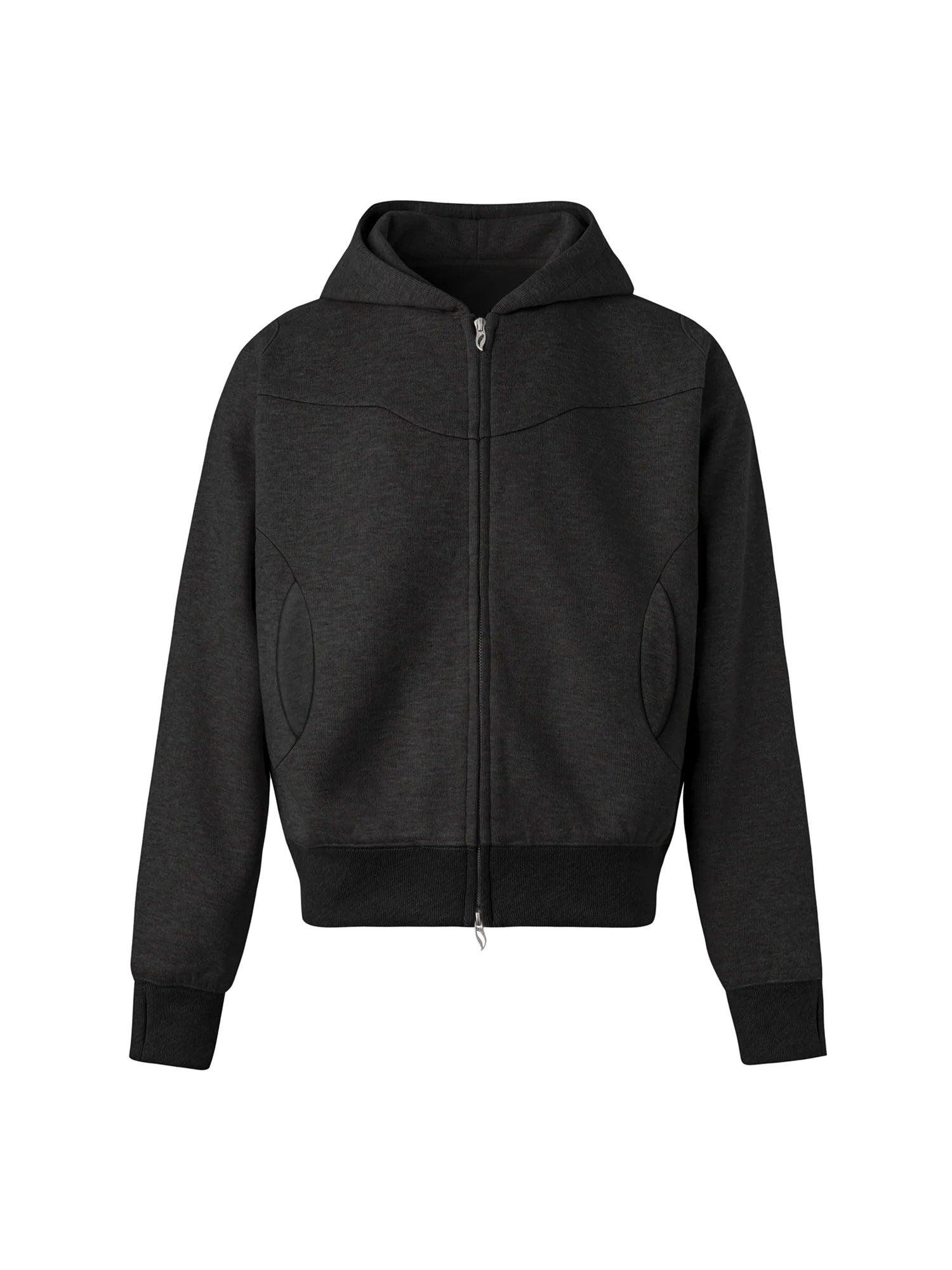 ESAIAS Wool Blend Panel Boxy Hooded Jacket