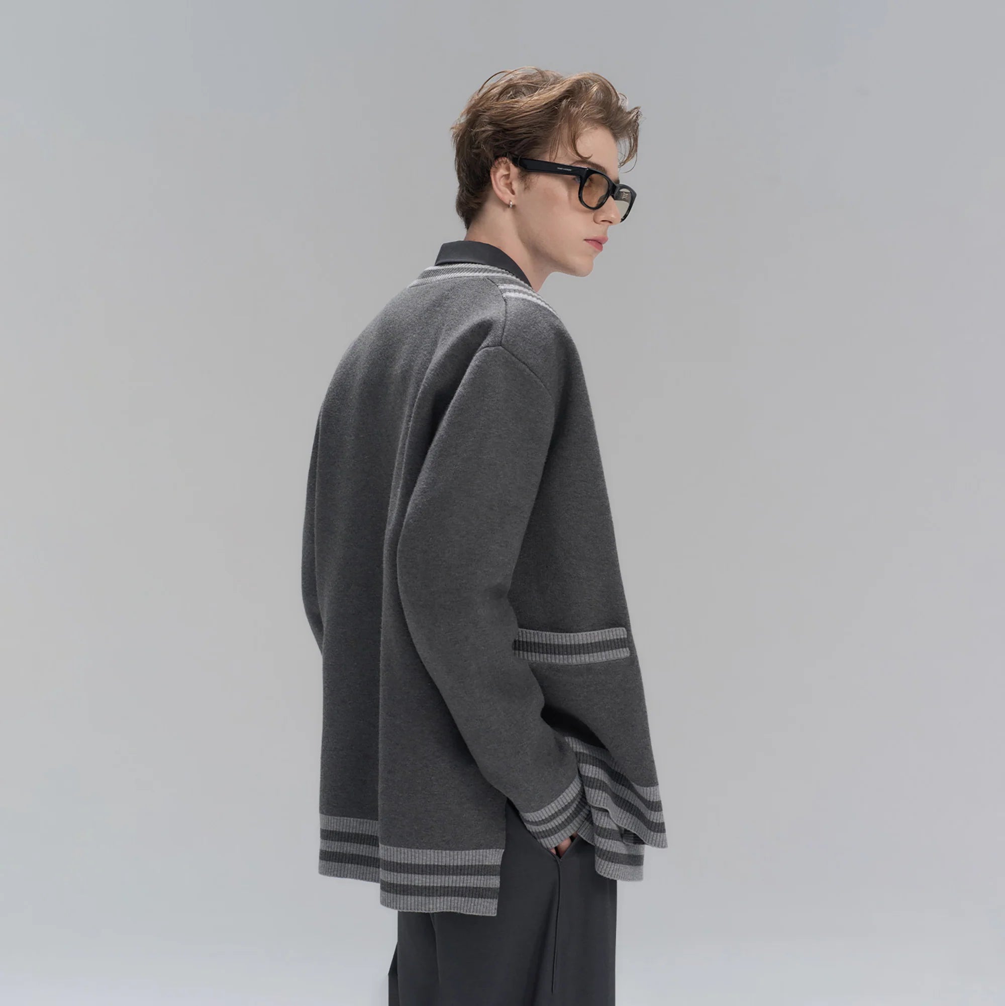 TIWILLTANG Layered Placket Knit Cardigan