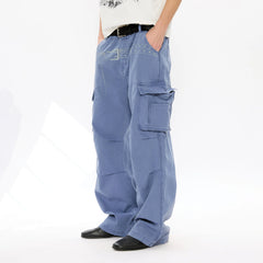 KREATE Washed Belt Graphic Crinkled Cargo Pants