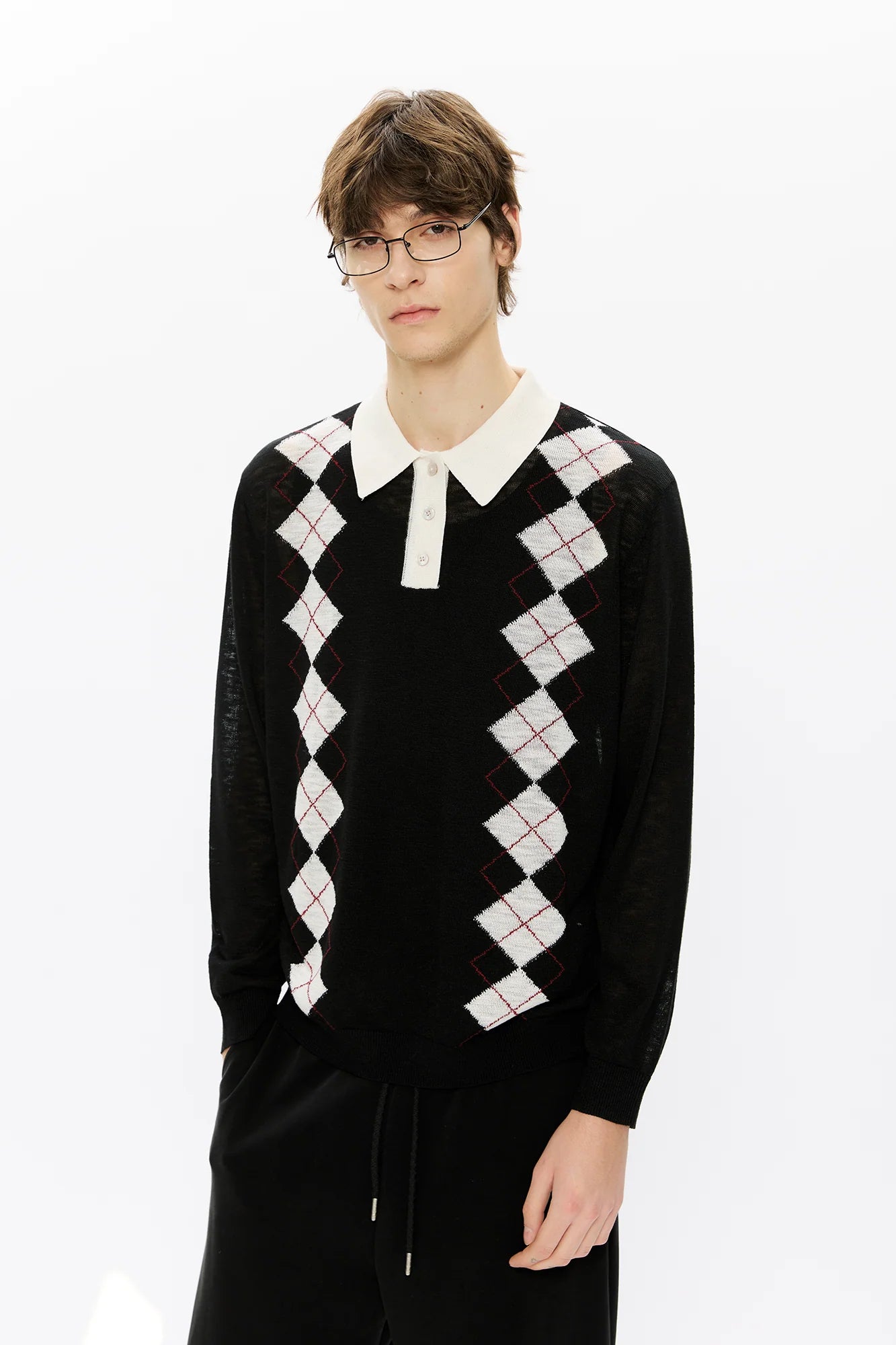 KREATE Retro Argyle Polo Sweater