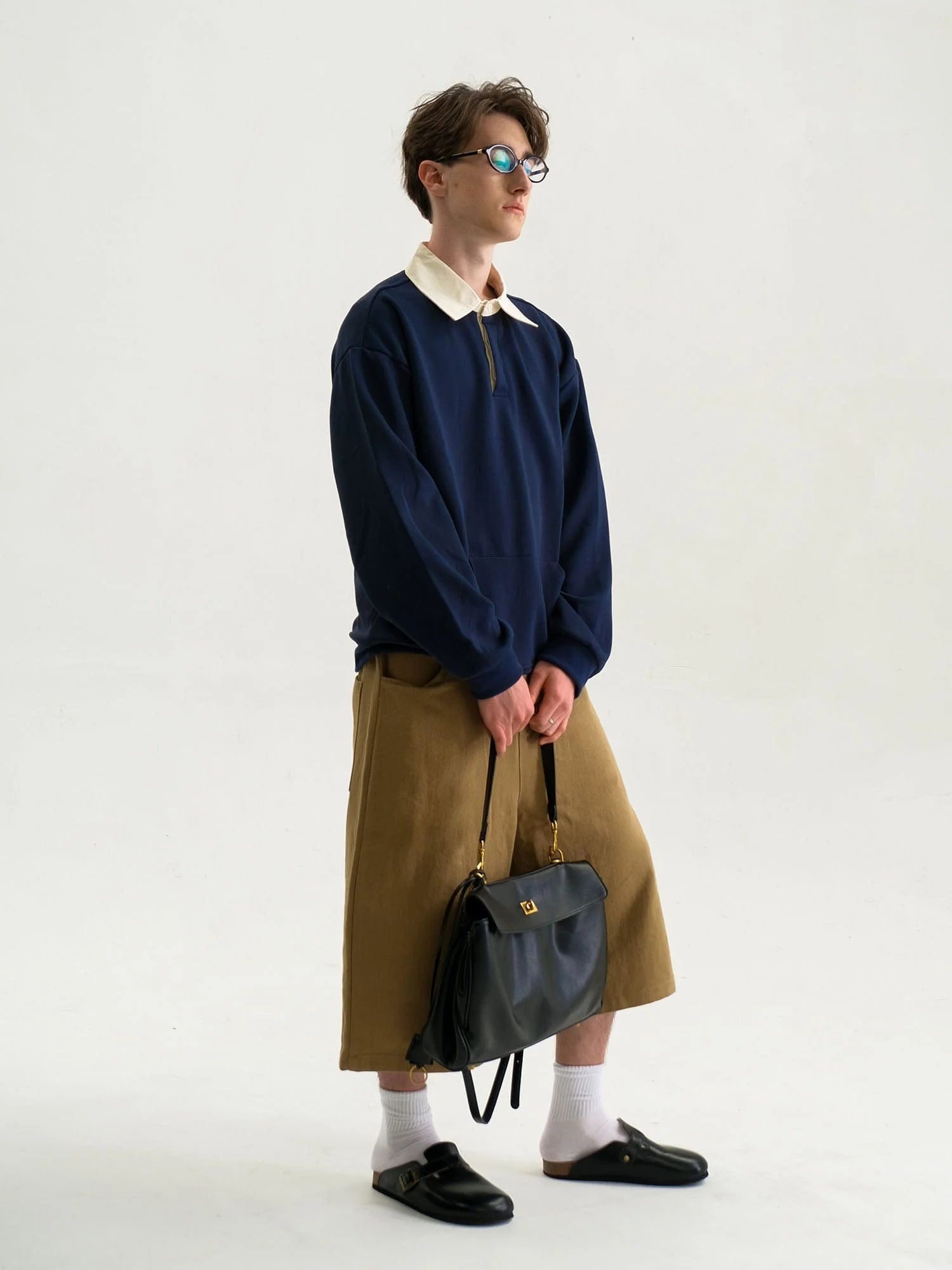 WIID Preppy Contrast-Collar Polo Sweatshirt