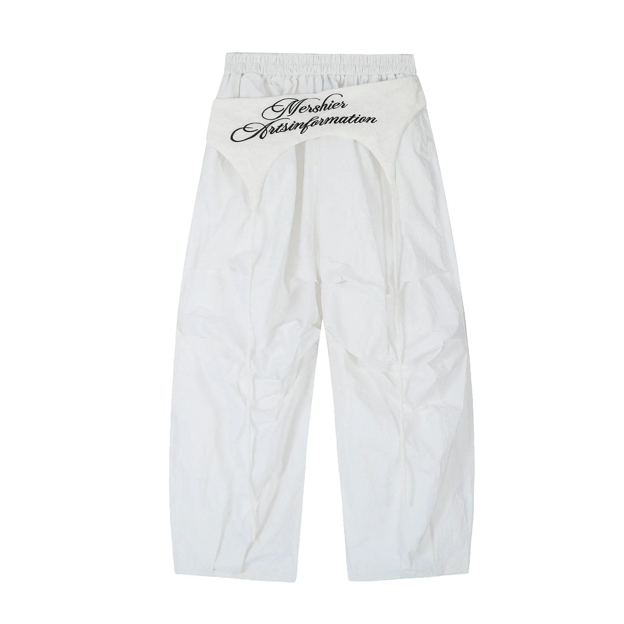 CLP Layered Crinkled Waist-Panel Parachute Pants