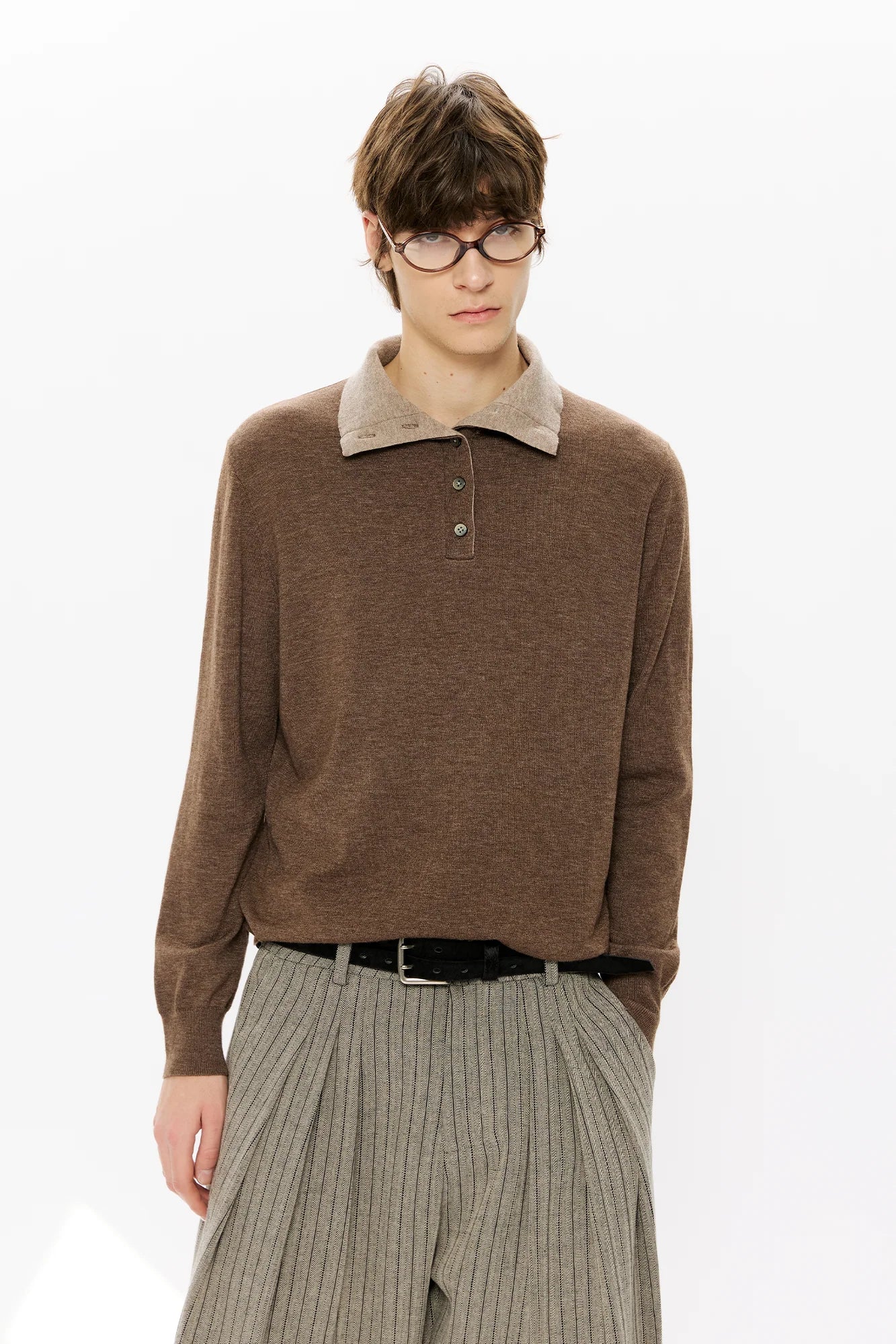 KREATE Double-Collar Wool-Blend Knit Polo