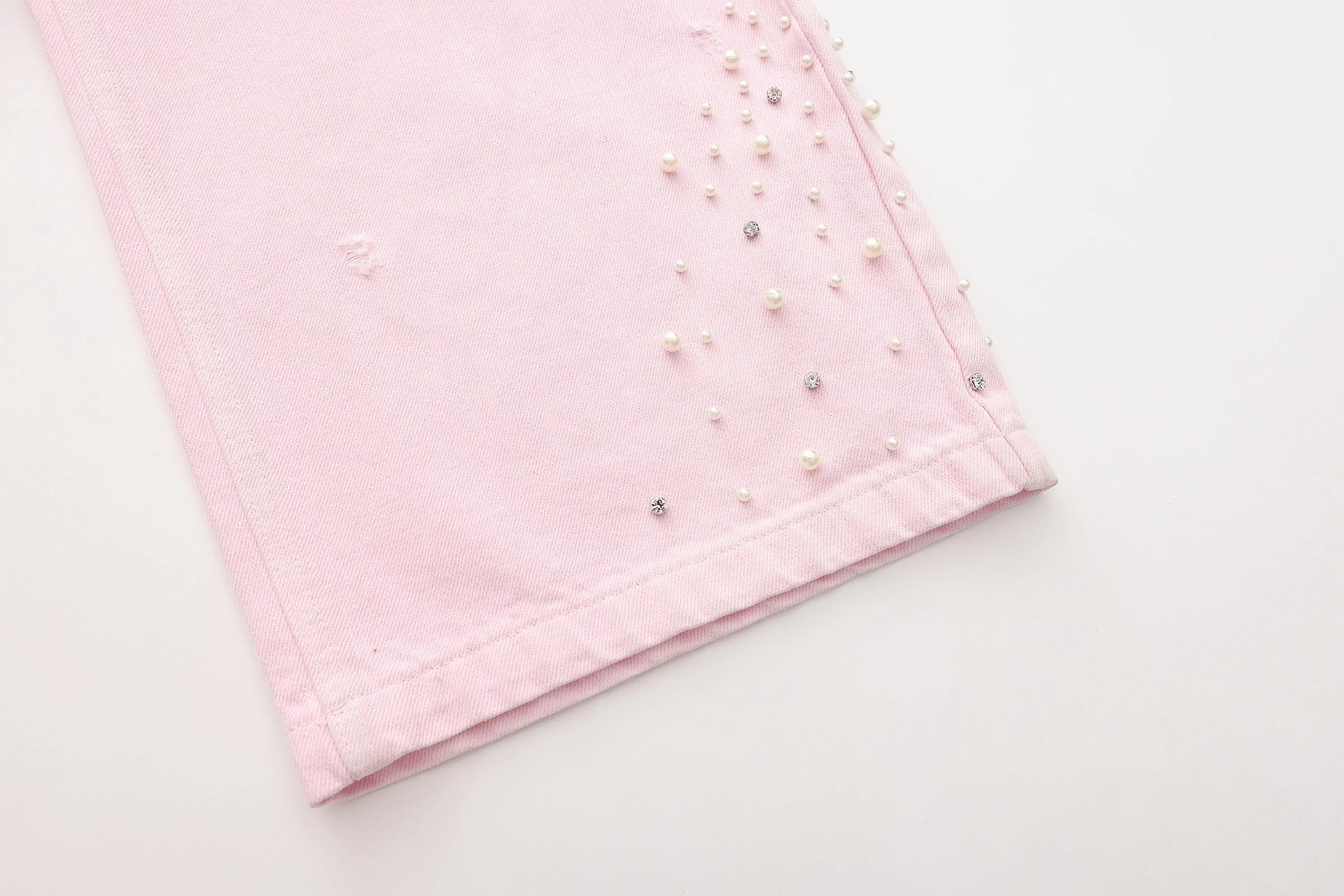 VANN VALRENCE Washed Beaded Double-Knee Trousers