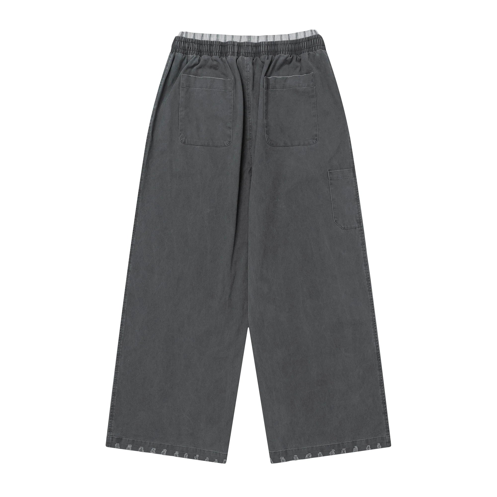 OVDY Layered-Waist Distressed Straight-Leg Pants