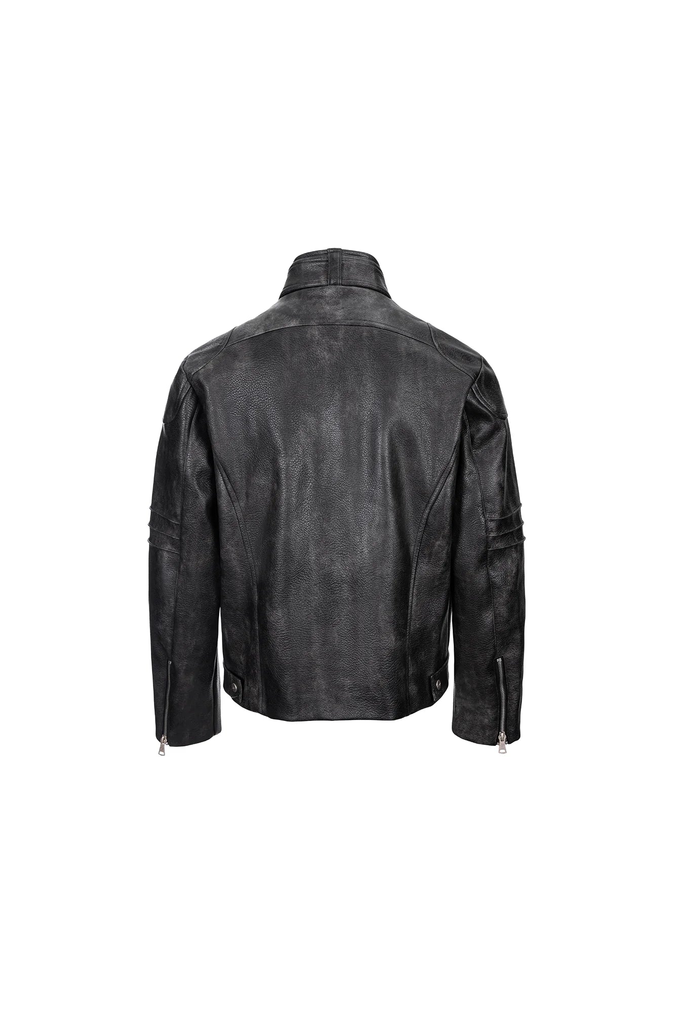 CATSSTAC Pebbled Faux Leather Multi-Zipper Biker Jacket