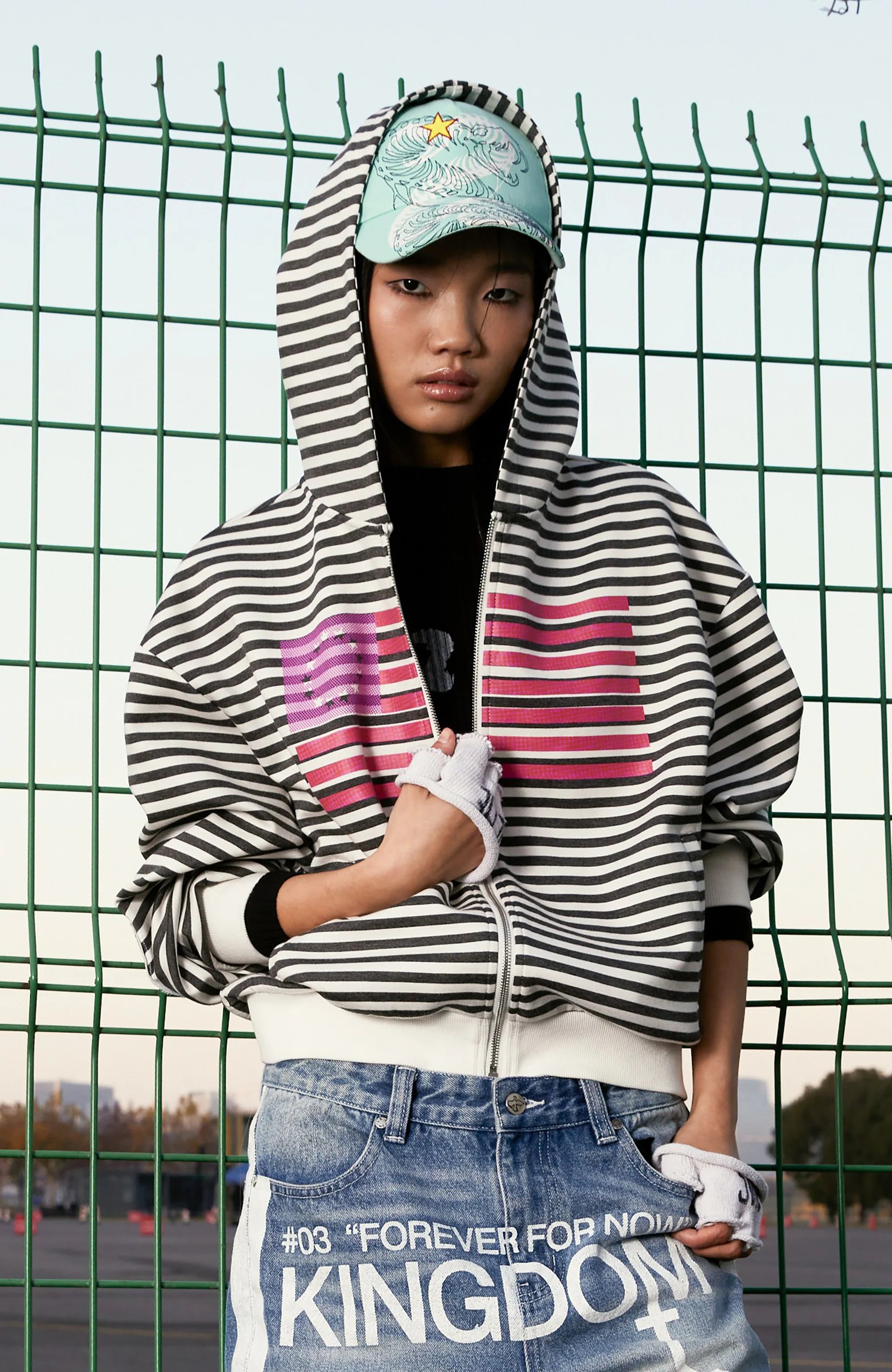 VINKID Flag Stripe Zip-Up Hoodie