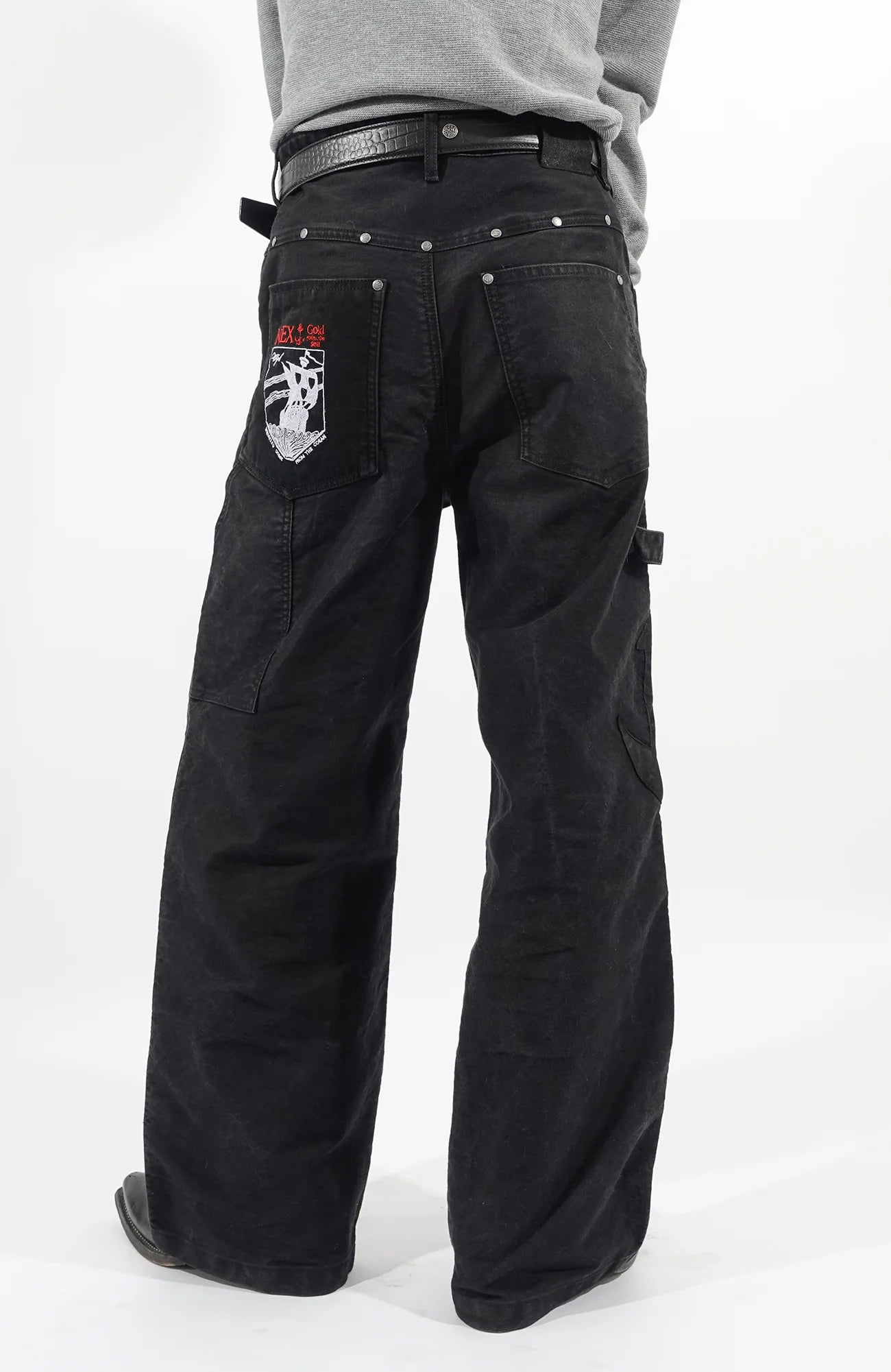 IN EXISTENCE Leather Splice Double-Knee Carpenter Pants