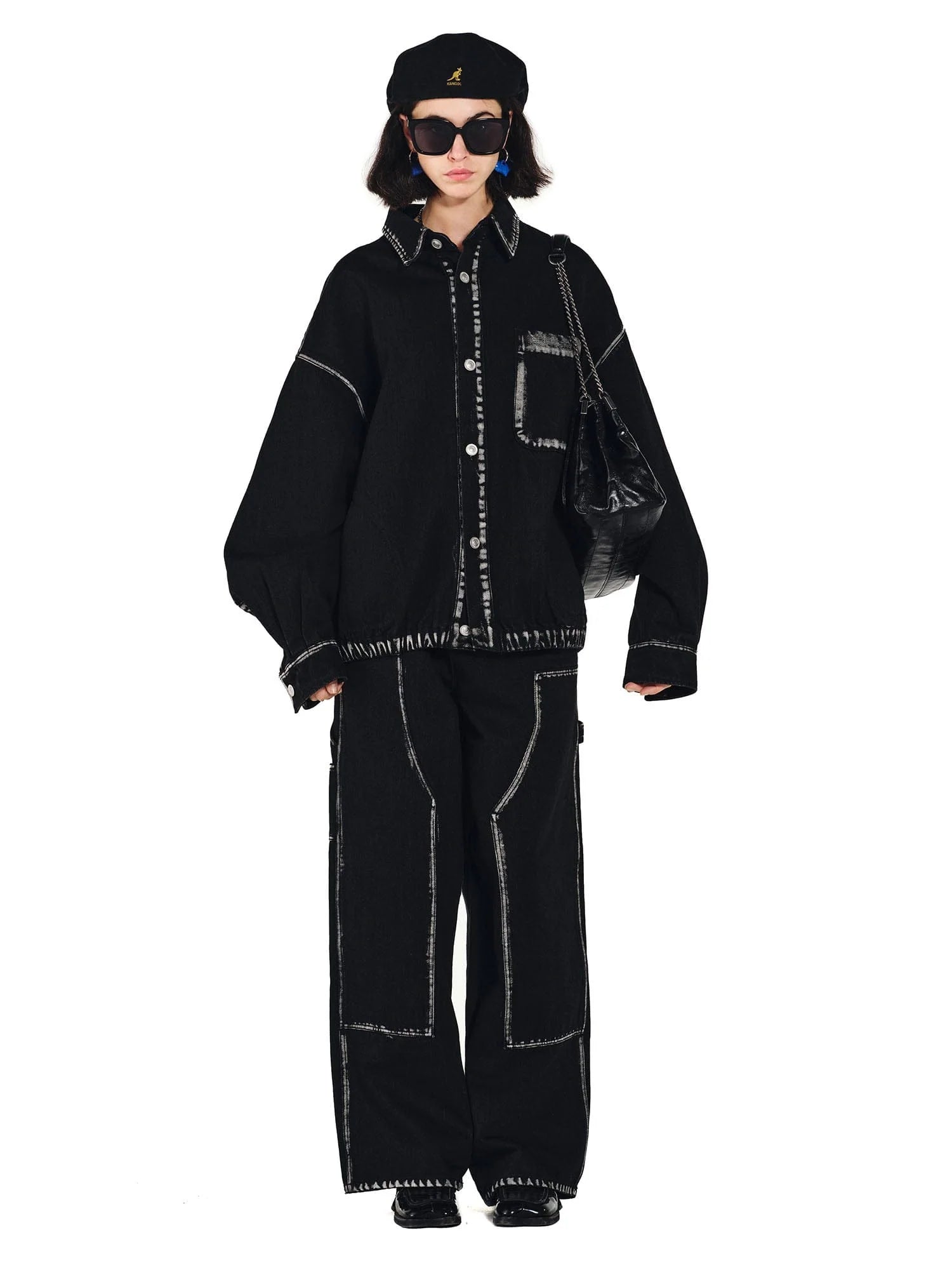 OVERLAPS Contrast Brushstroke Trim Denim Shirt