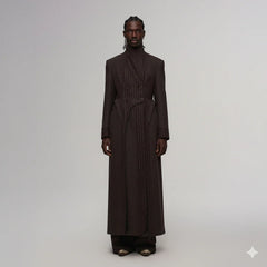 ILNya Nieternite Nifutur Tailored Stripe Paneled Wool-Blend Coat