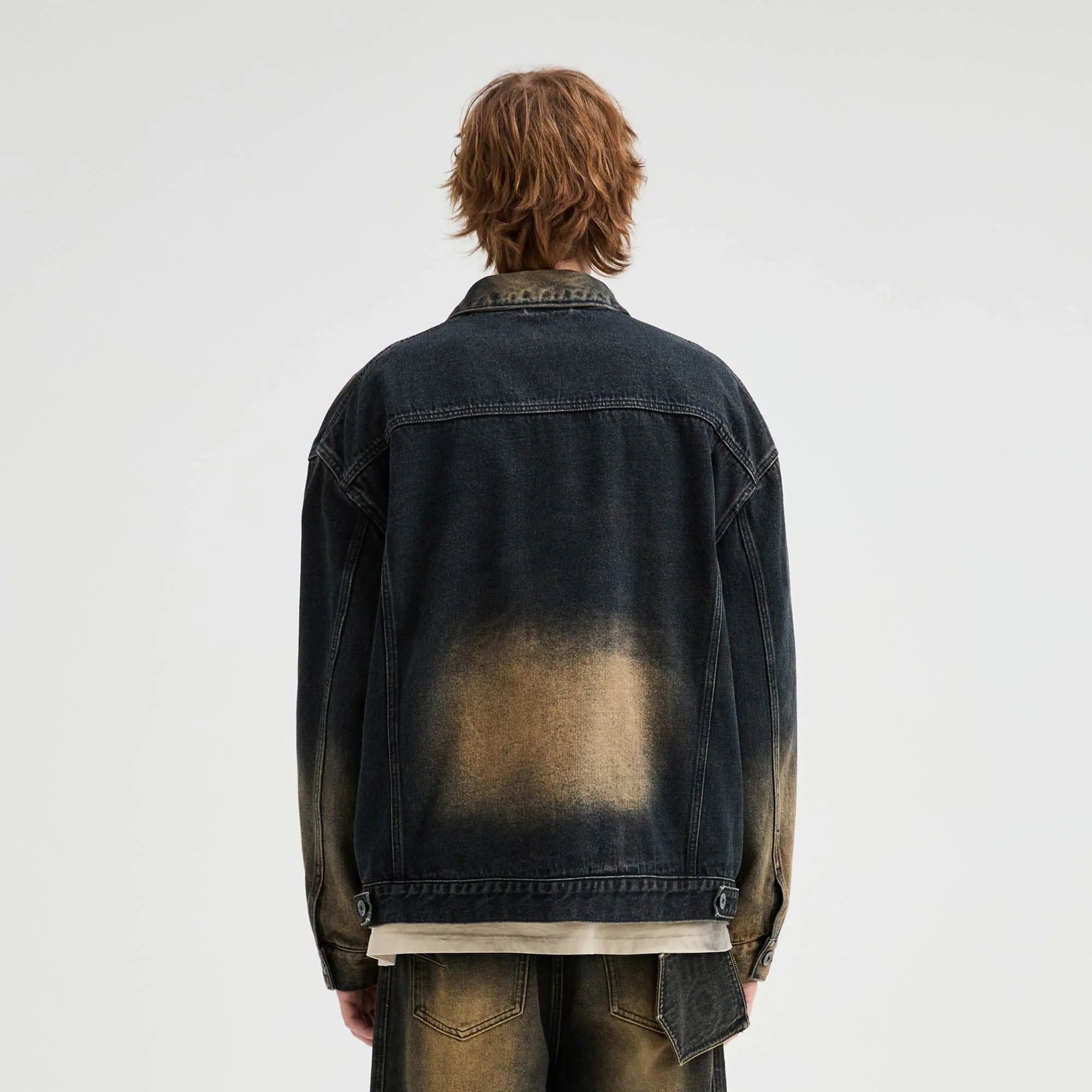 ORGANIC EMOTION Faded Spliced Pocket Denim Jacket