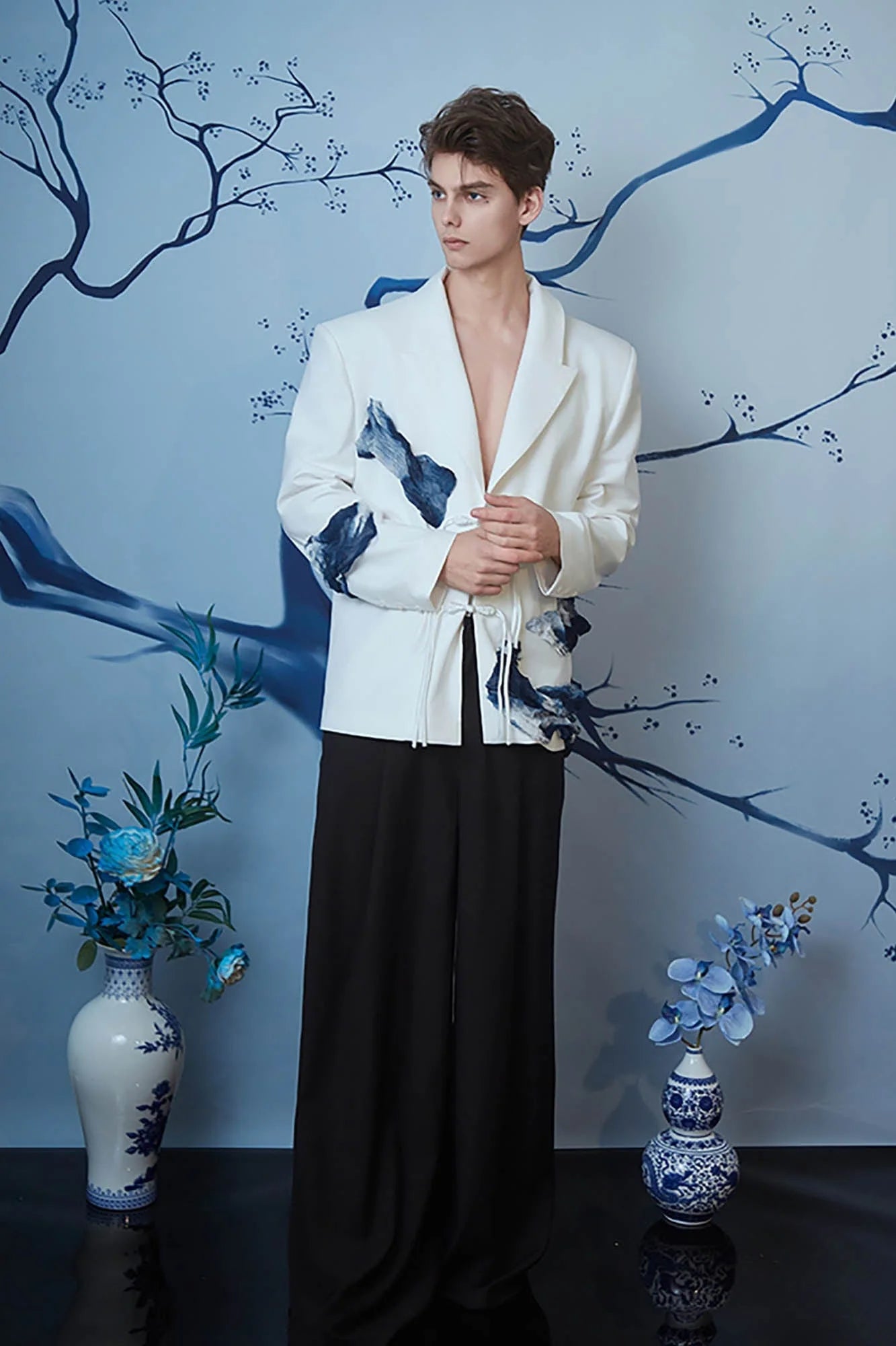 JIECHI Essential Draped Wide-Leg Pants