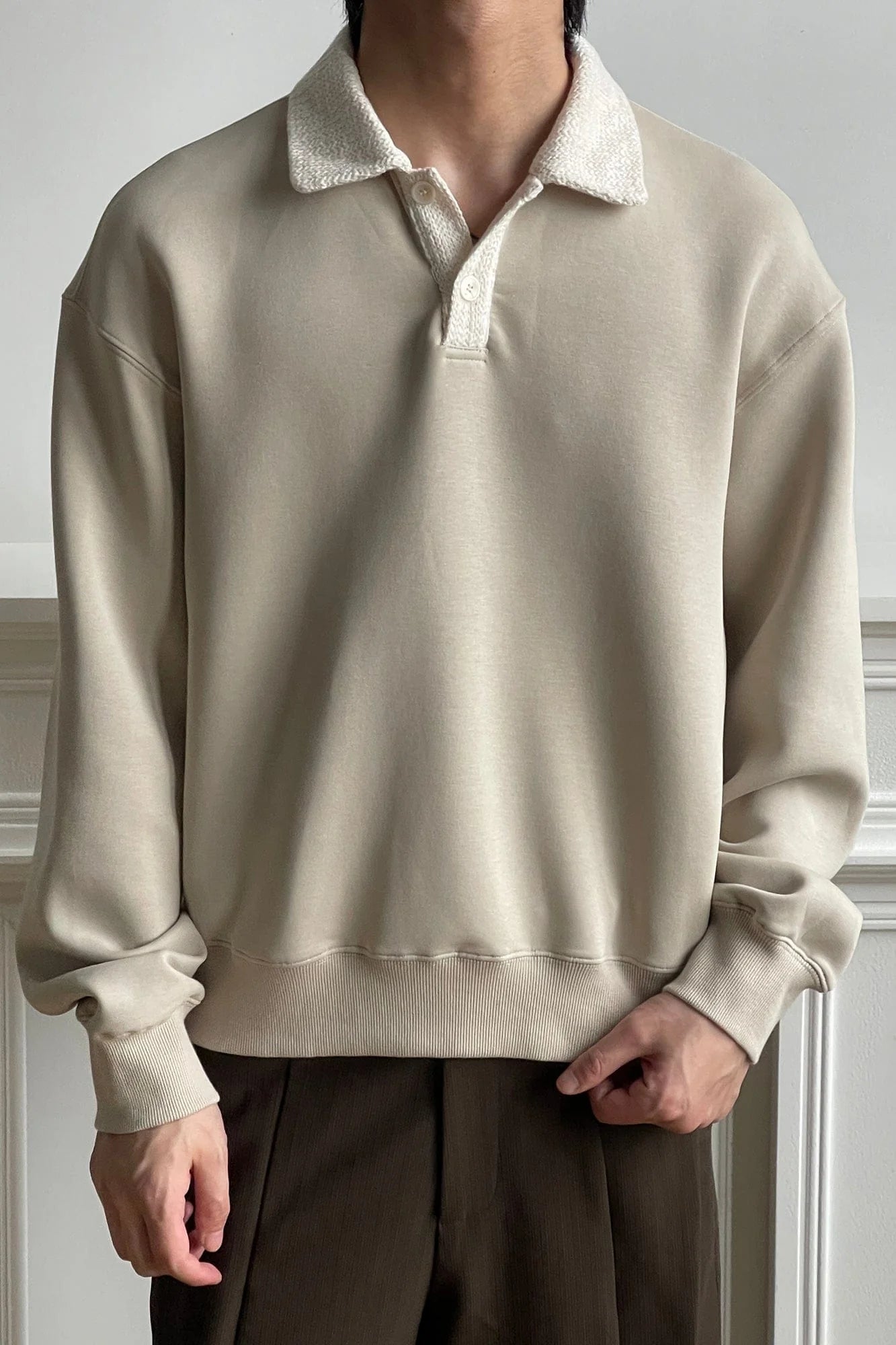 OKAYTHXBYE Flexweave Contrast Collar Sweatshirt