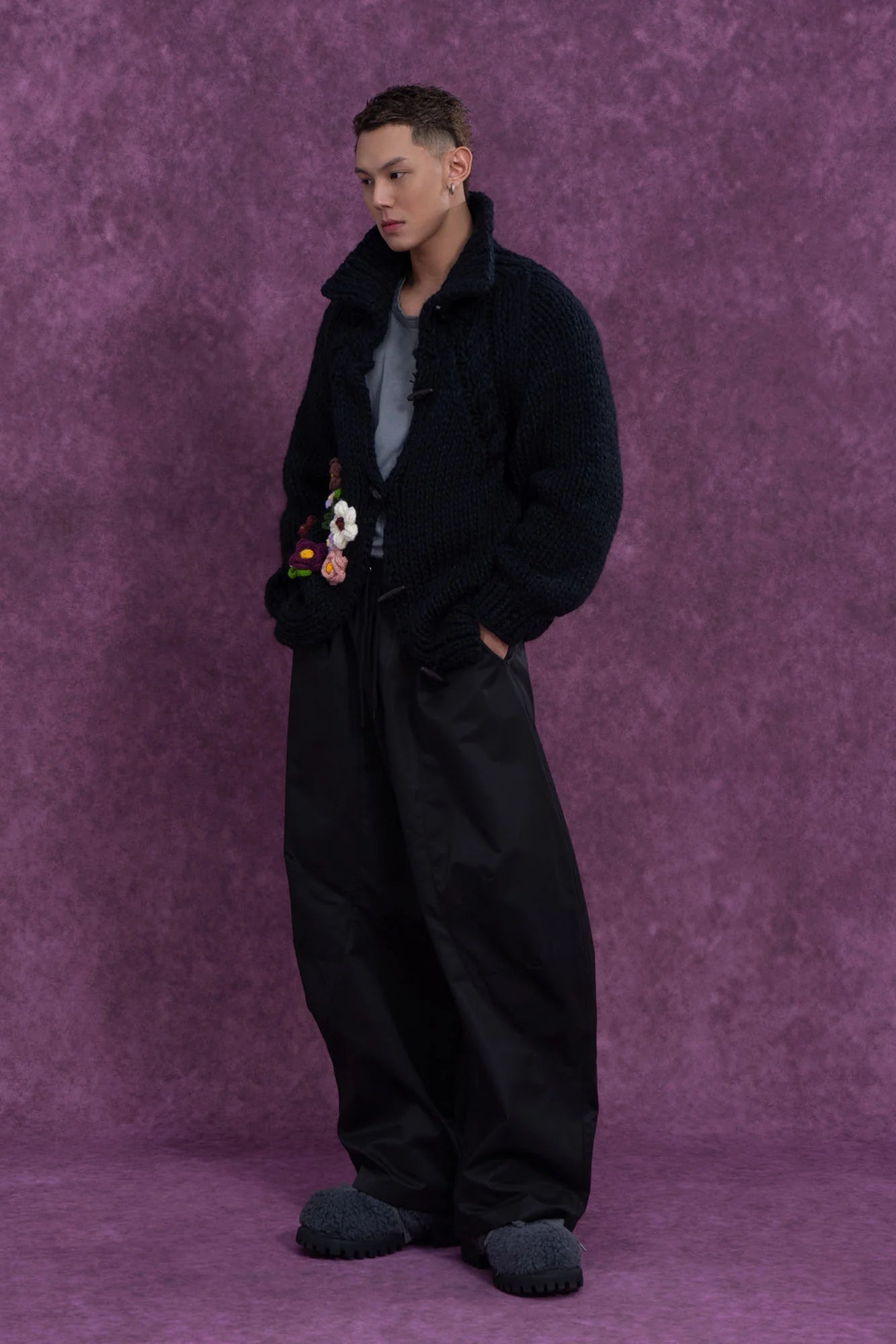CLP Chunky Bloom Stand-Collar Cardigan