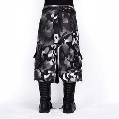 FVVO Distressed Rivet Strap Cargo Shorts Camo