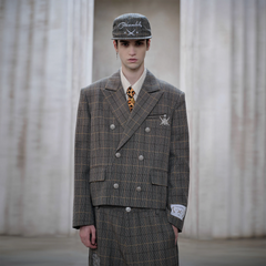 FACEONLAB Plaid Double-Breasted Blazer