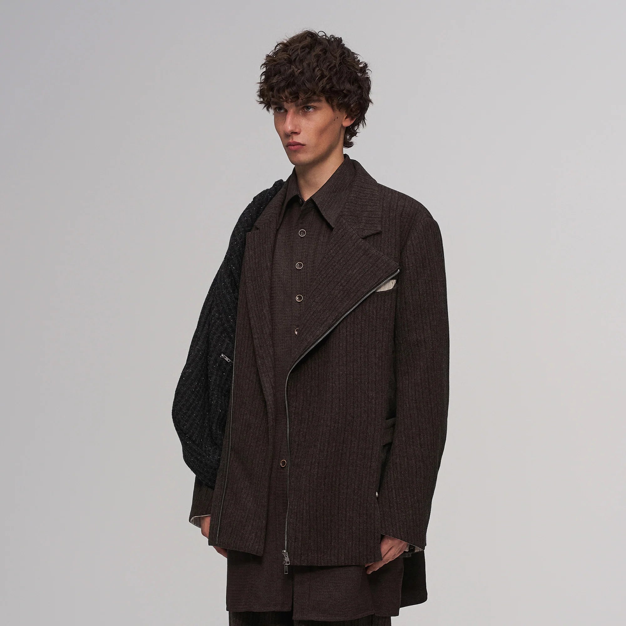 ILNya Nieternite Nifutur Wool-Blend Layered Sash Panel Blazer