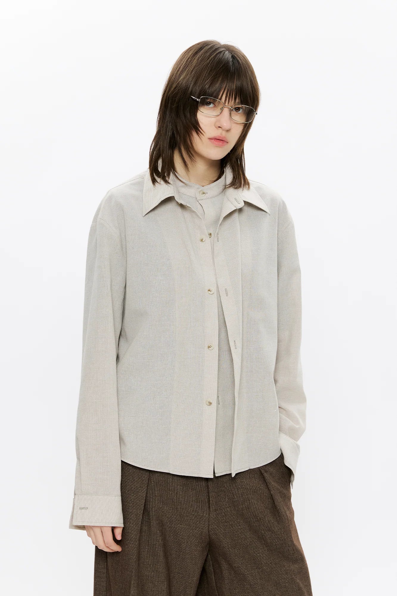KREATE Linen Layered Check Shirt