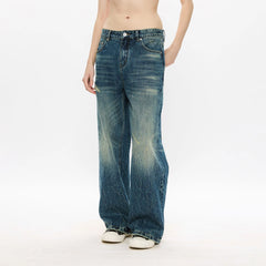 KREATE Whisker Washed Straight-Leg Jeans