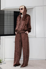 SOURPLUM Retro Polka-Dot Velvet Sweatpants