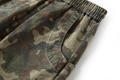 BONELESS Camo Grid Pleated Drawstring Shorts