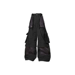 RELABEL Multi-Pocket Panel Crinkled Cargo Pants Black