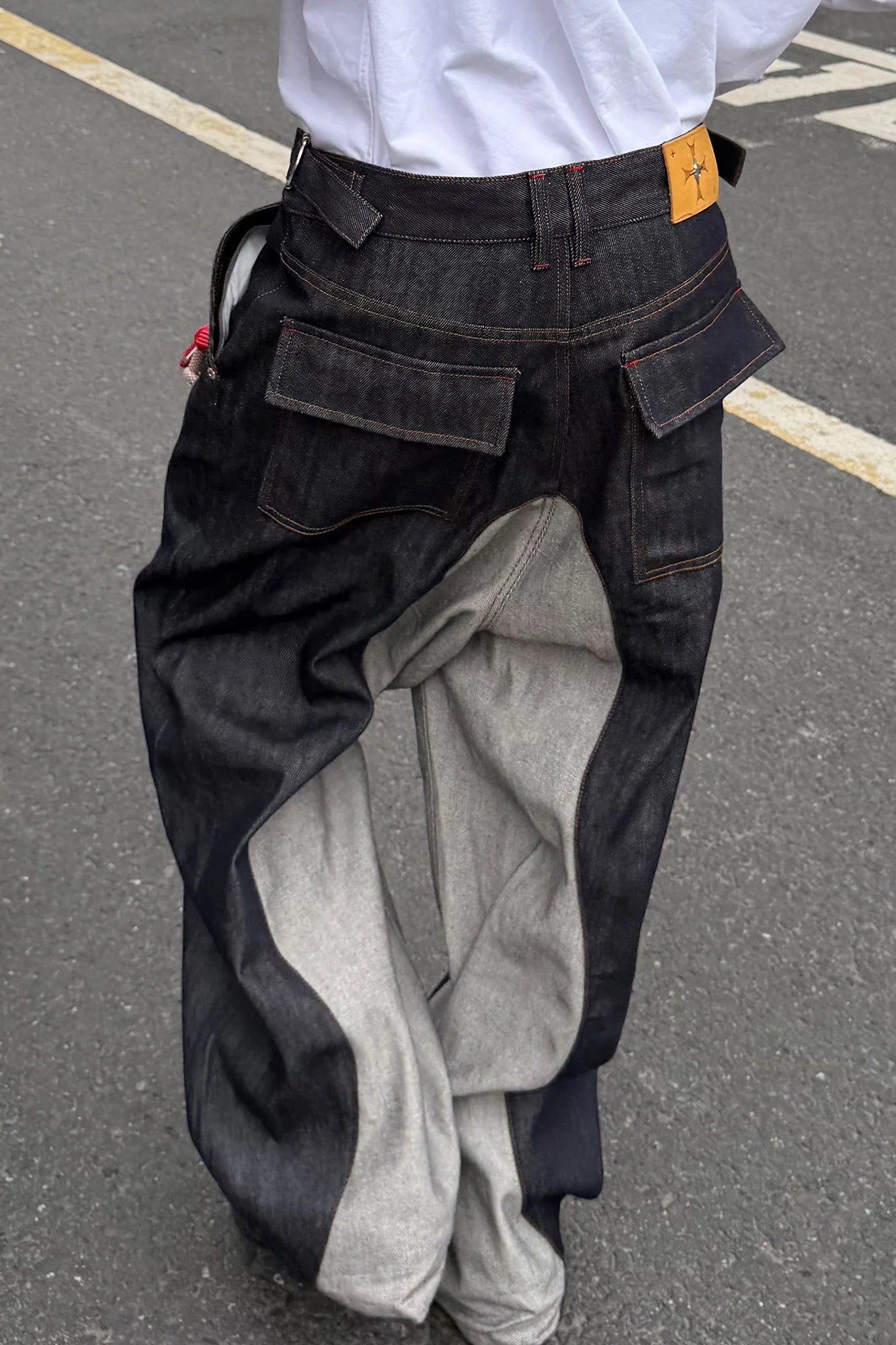 STEEPC Inverted Panel Snap-Fly Raw Jeans