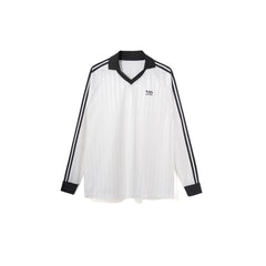 UMAMIISM Contrast V-Neck Stripe Long-Sleeve Tee