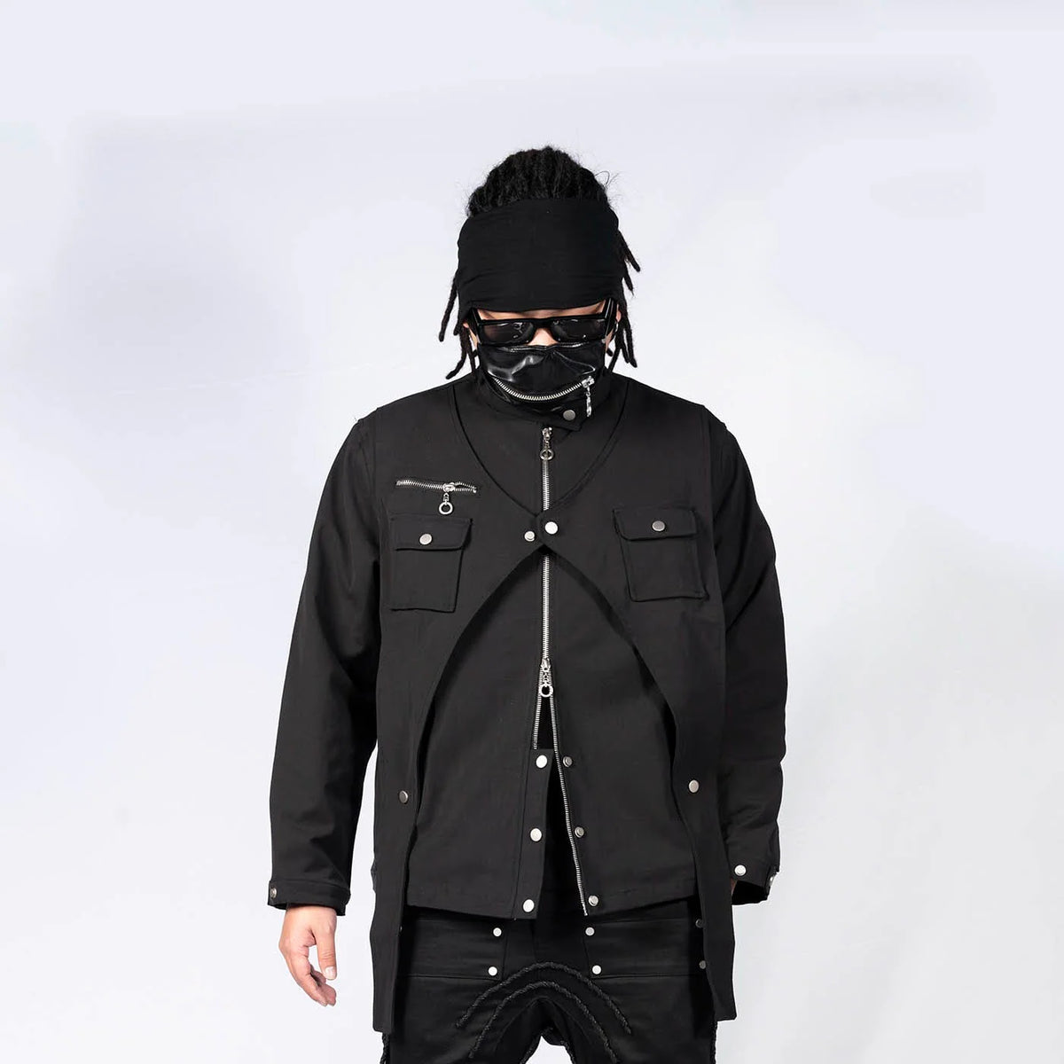 INSIDE OUT Arc Paneled Rivet Jacket