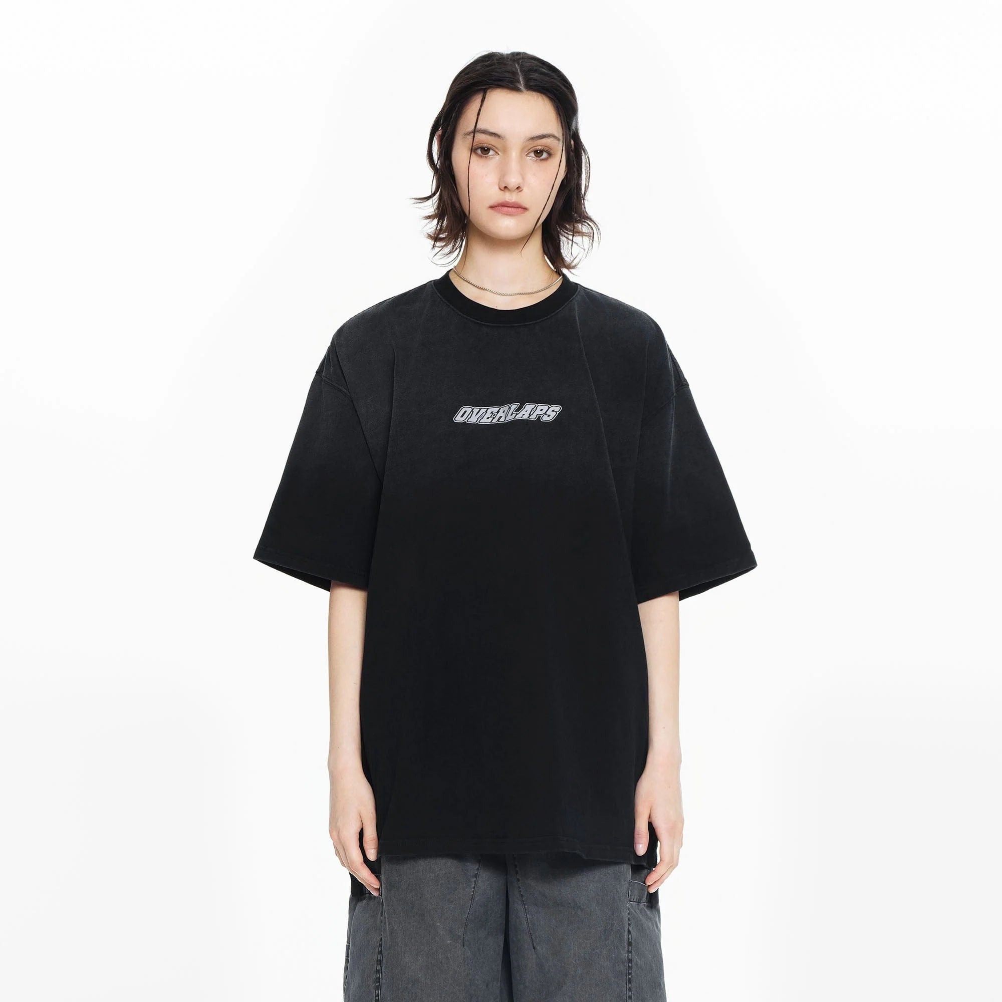 OVERLAPS Gradient Washed Oversized LOGO T-Shirt