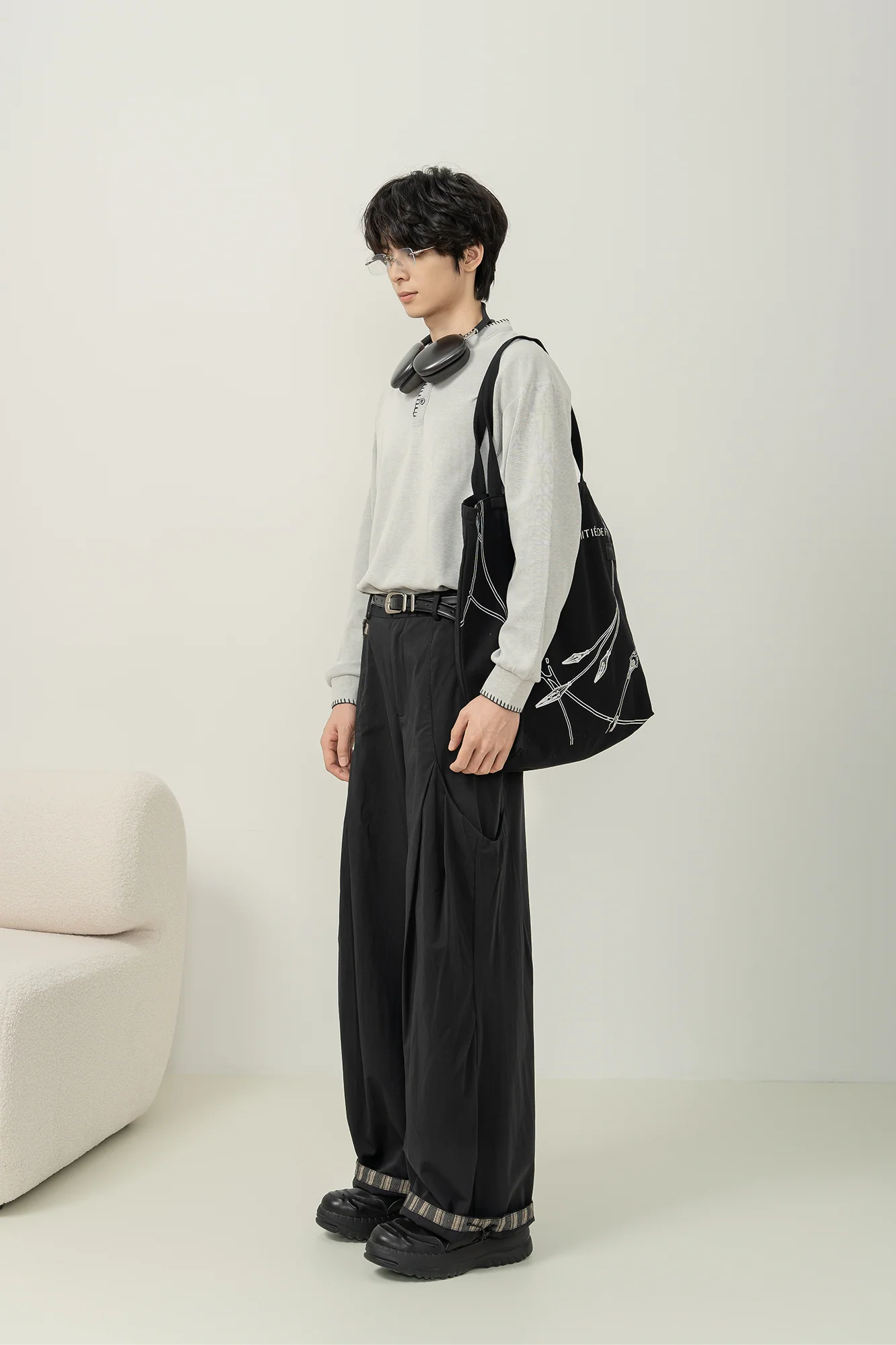 MOITIEDEPETALE Pleated Panel Oversized Cargo Pants