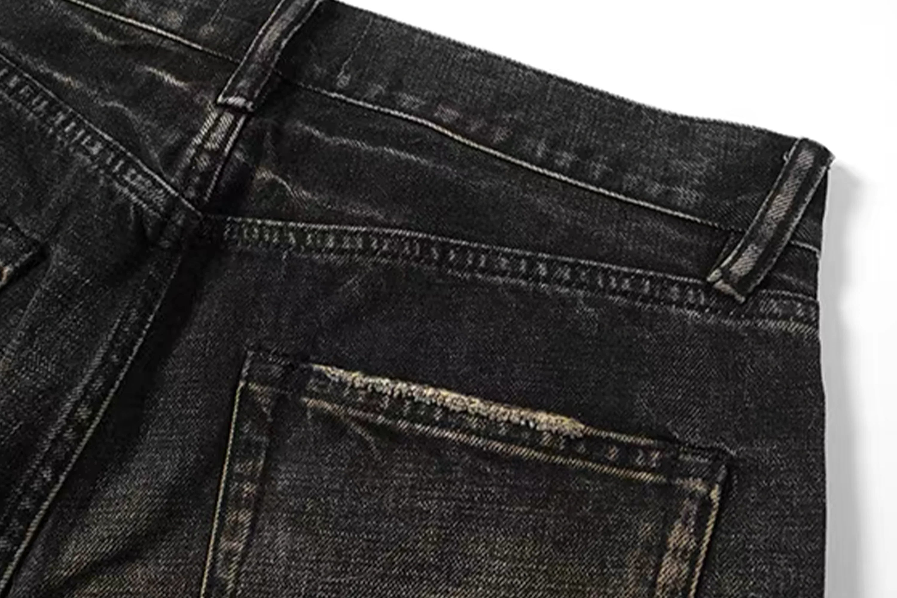 NOTHINGNESS WORLD Distressed Ripple-Wash Graphic Denim Pants