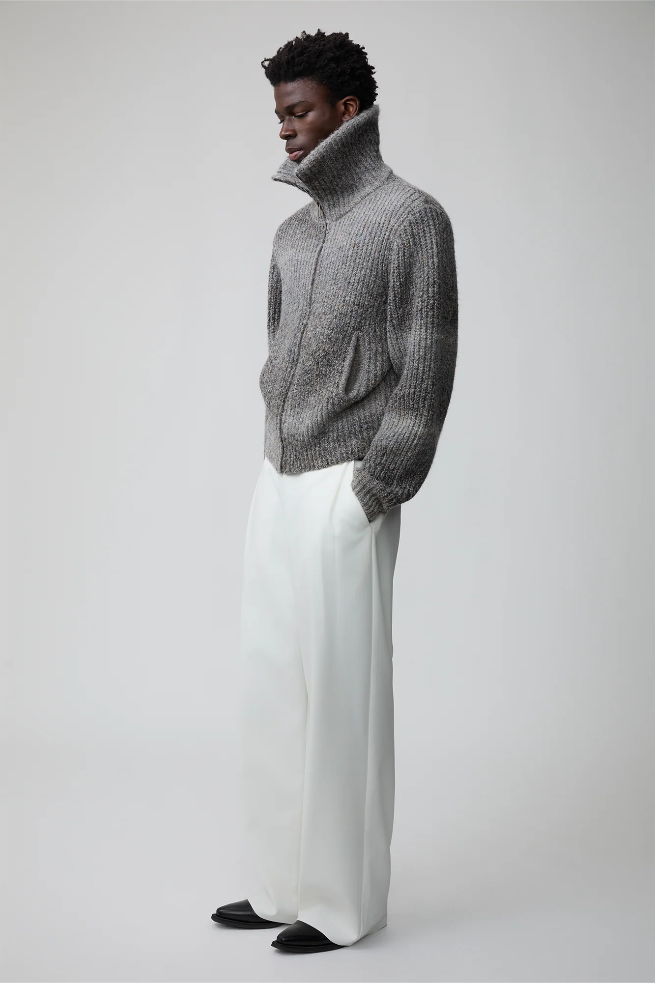 OPICLOTH Gradient Oversized Knit Zip-Up Cardigan