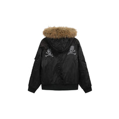 NOTHINGNESS WORLD Faux Fur Patch Hooded Puffer Jacket
