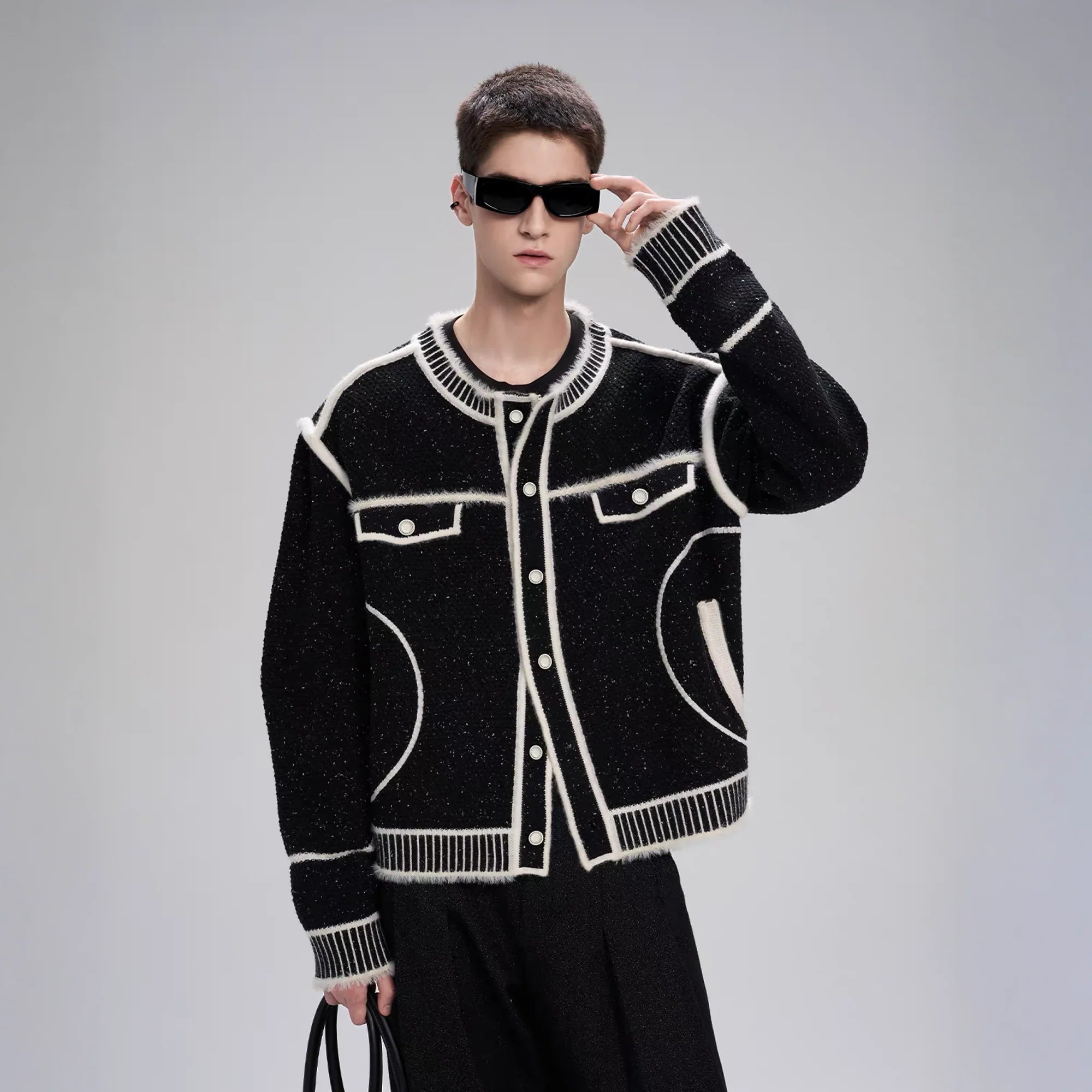 TIWILLTANG Contrast Stitch Knit Jacket