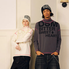 DONSMOKE Contrast Stitch LOGO Turtleneck