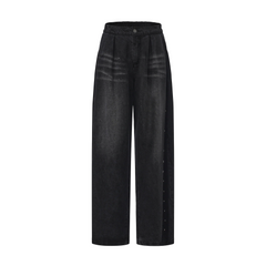 VANN VALRENCE Washed Rivet Tencel Straight-Leg Jeans